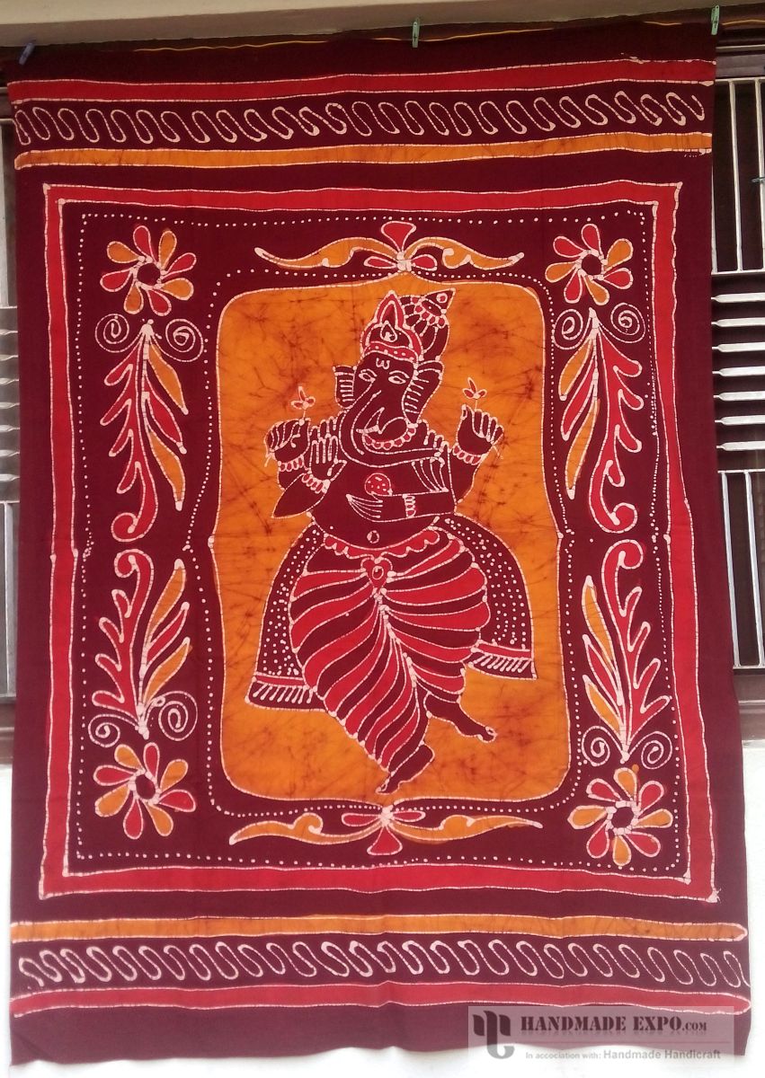 Dancing Ganesh Batik Bed Sheet