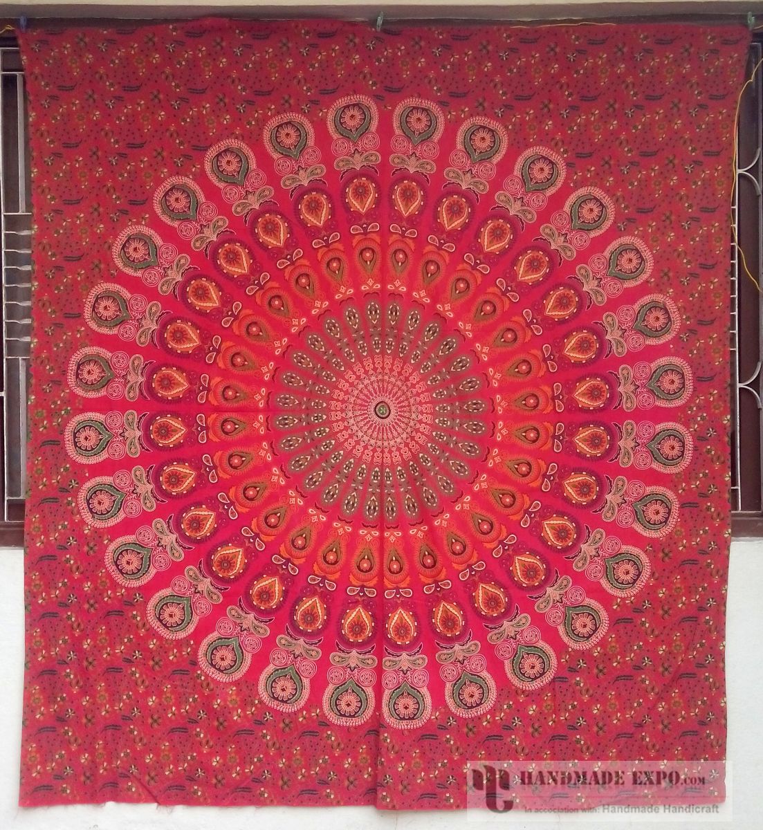 Peacock Feather Design Batik Bed Sheet