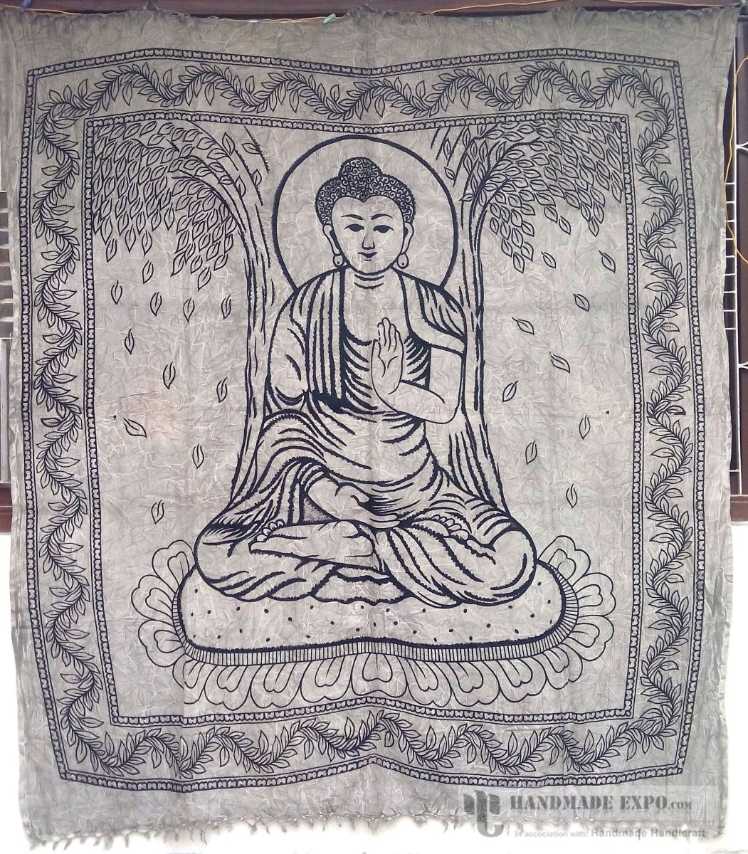 Blessing Buddha Design Batik Bed Sheet
