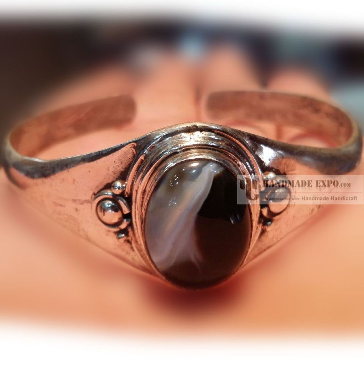 Stripe Onyx Silver Bracelet