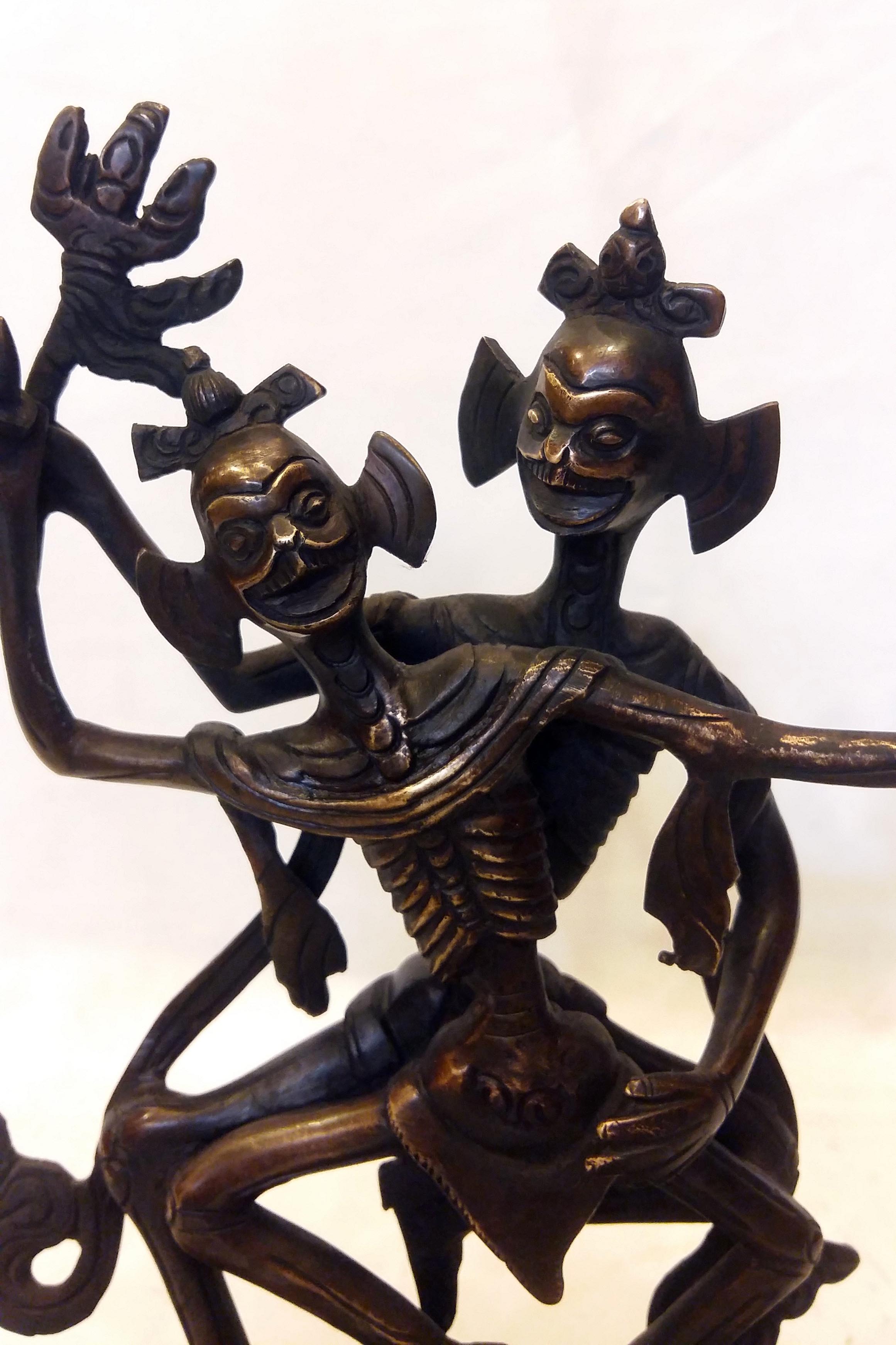 Buddhist Statue Of Chitipati, chocolate Oxidized