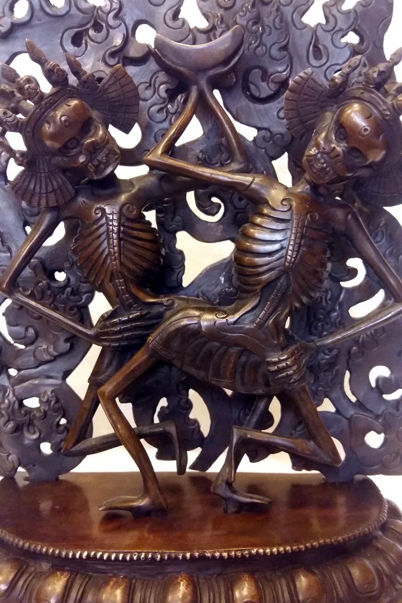 Buddhist Statue Of Chitipati, chocolate Oxidized