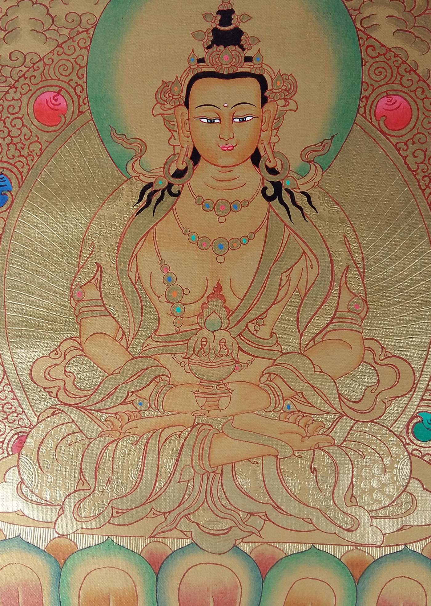 Aparimita Real Gold Thangka, Chepame, Amitayus