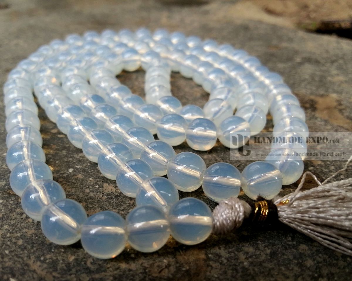 8mm 108 Moonstone Prayer Bead Mala