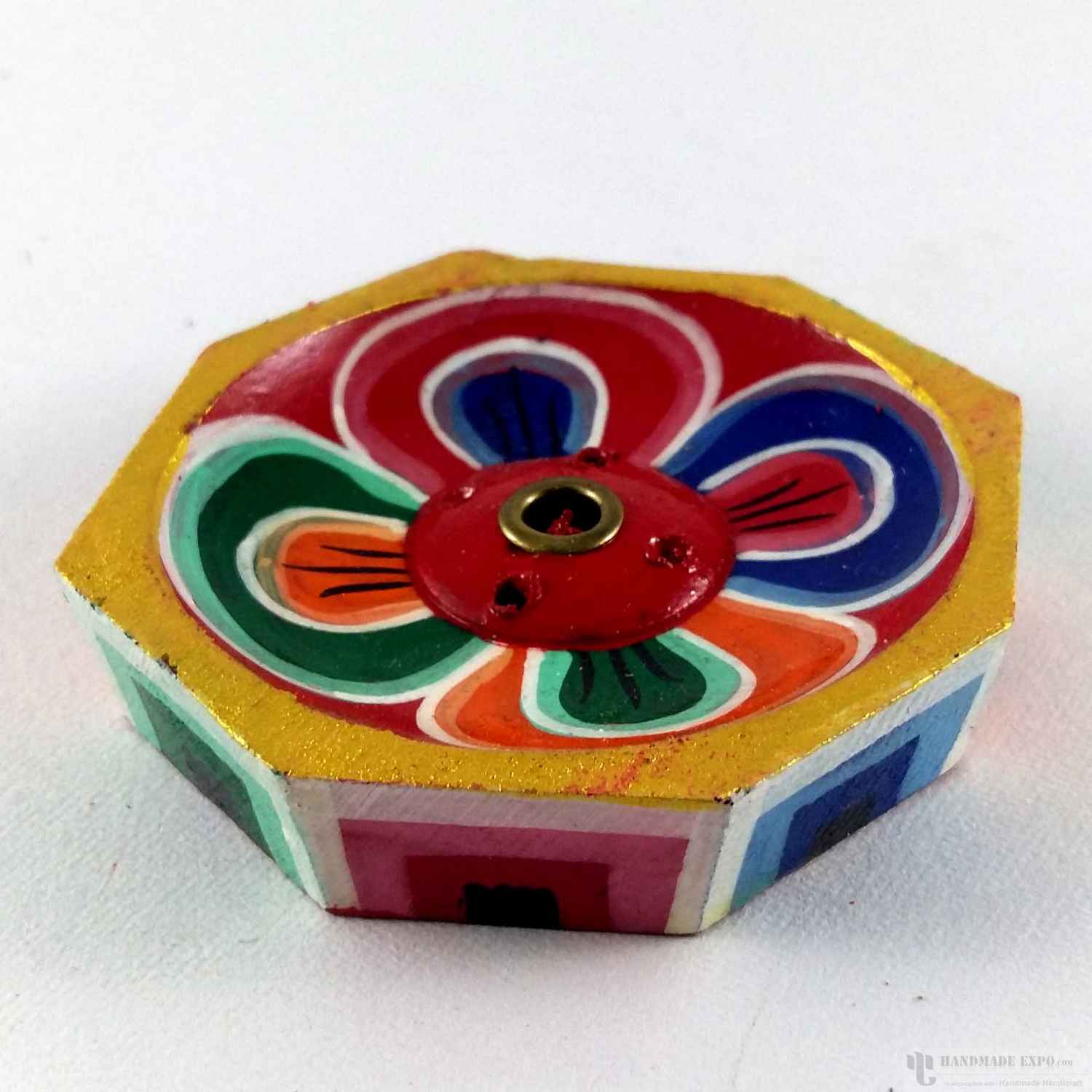 Flower Octagonal Wooden Incense Burner