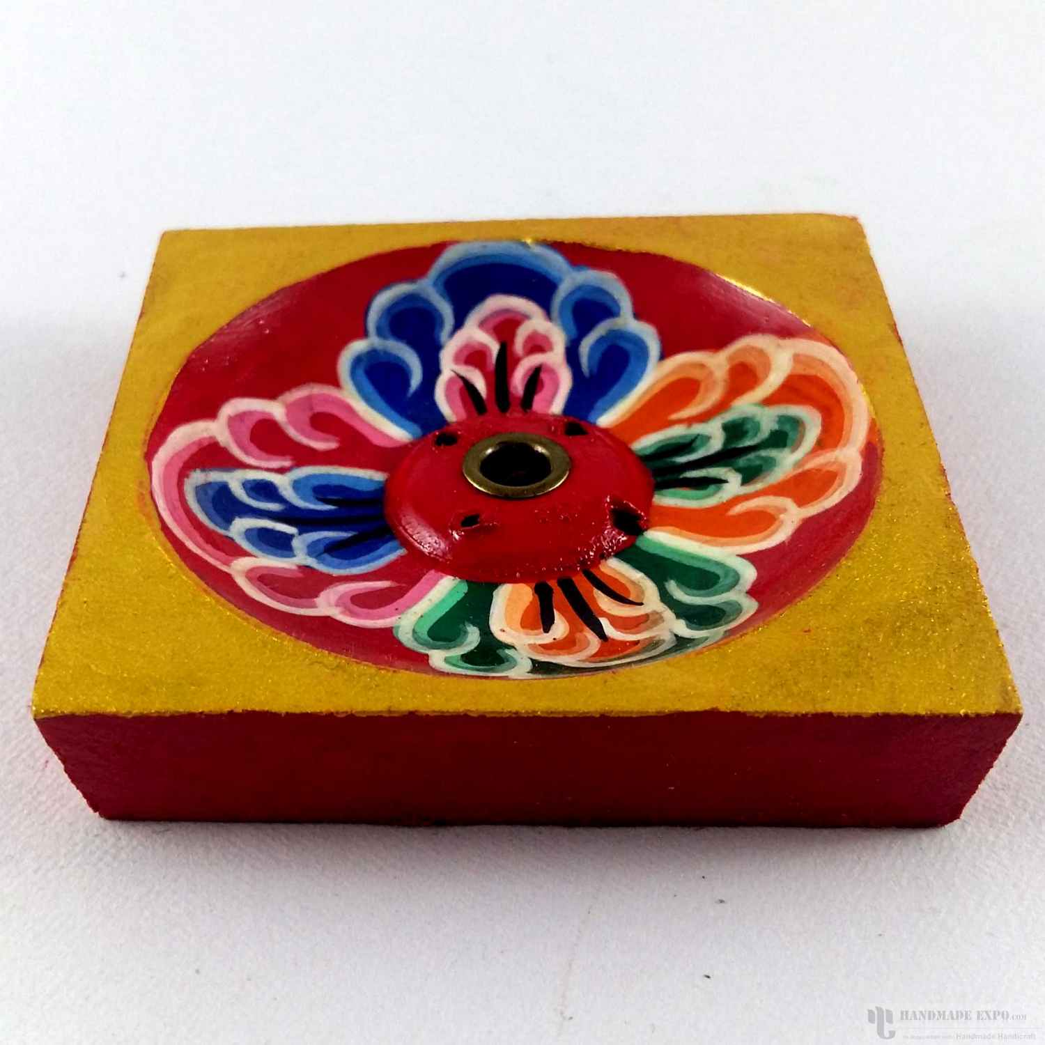 Flower Square Wooden Incense Burner