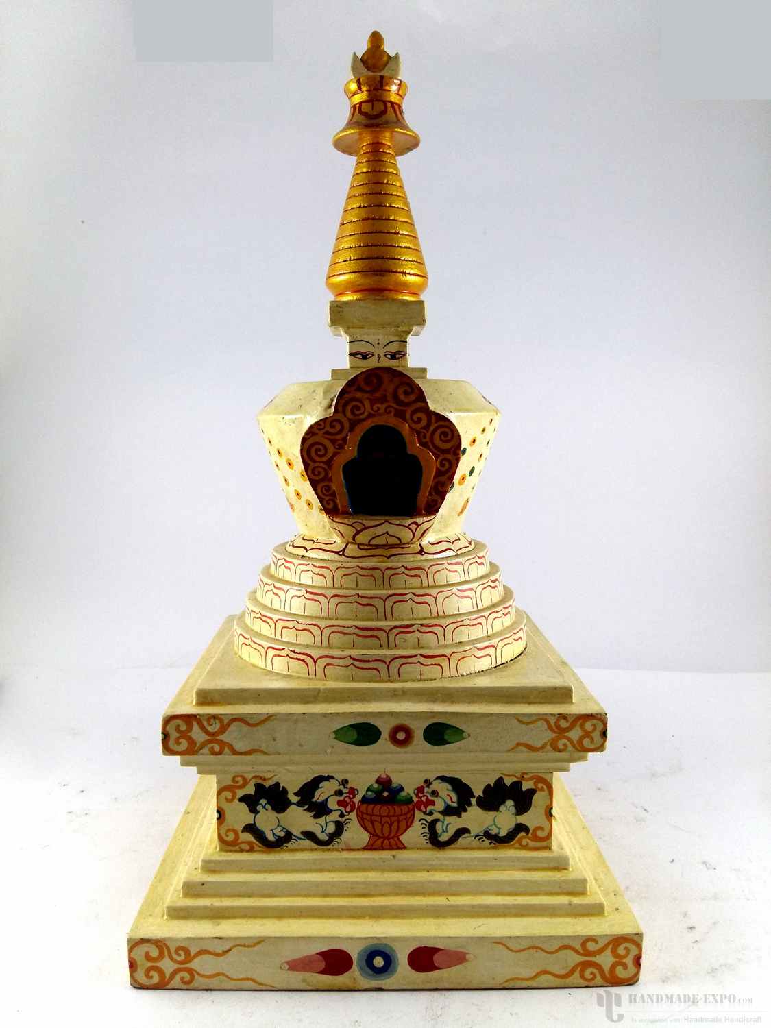 Wooden Stupa Painted, Haldu Wood