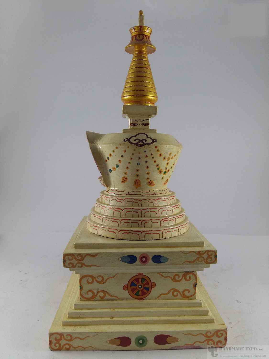 Wooden Stupa Painted, Haldu Wood