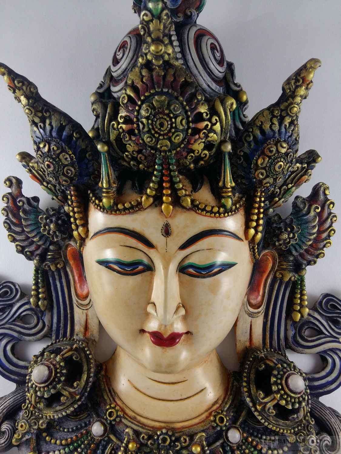 Resin Green Tara Mask- Painted white