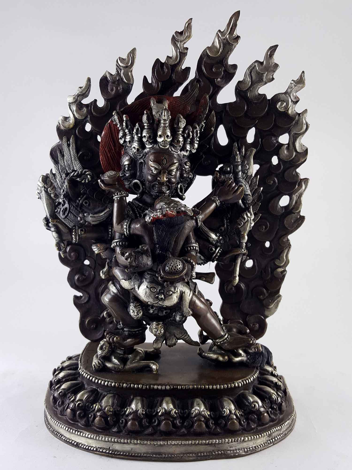 Hayagriva - Heruka Statue -copper Silver Plated Oxidized