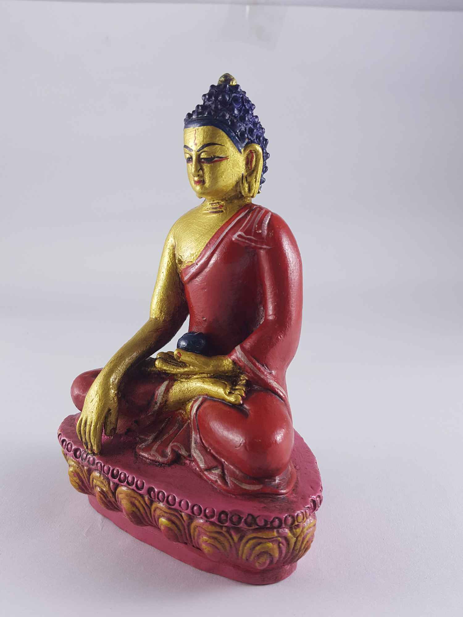 Clay Statue Of Shakyamuni Buddha made In Nepal, handmade, painted