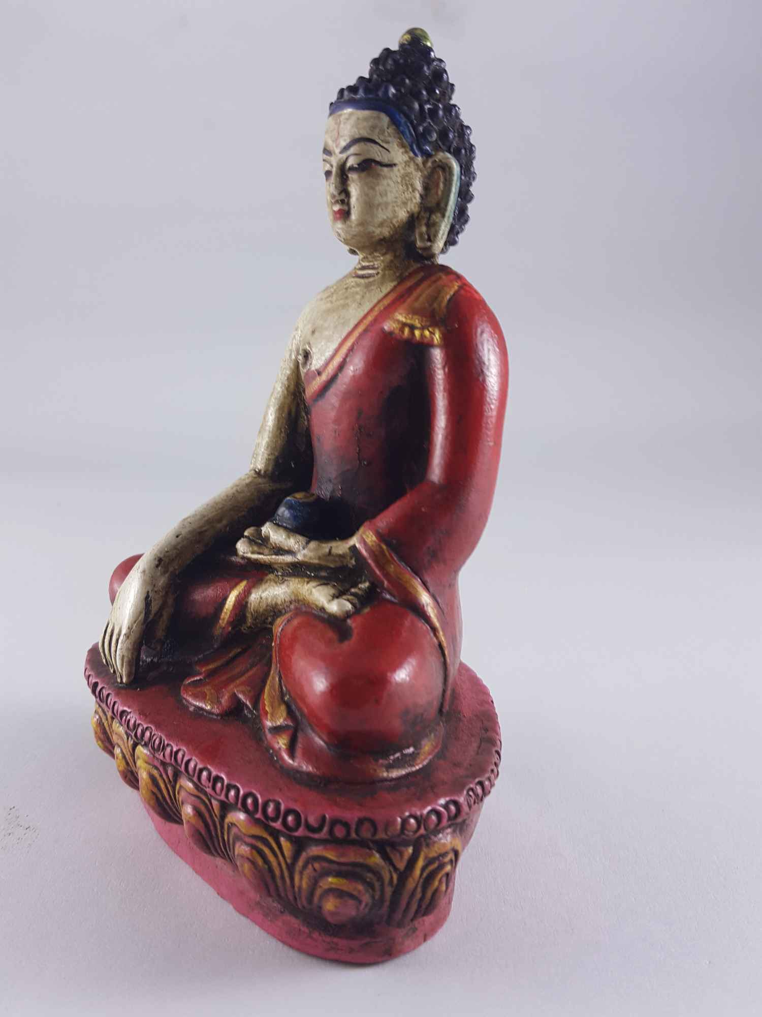 Clay Statue Of Shakyamuni Buddha made In Nepal, handmade, painted
