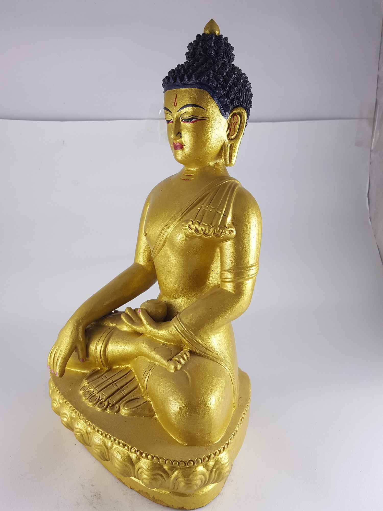 Clay Statue Of Shakyamuni Buddha made In Nepal, handmade, painted