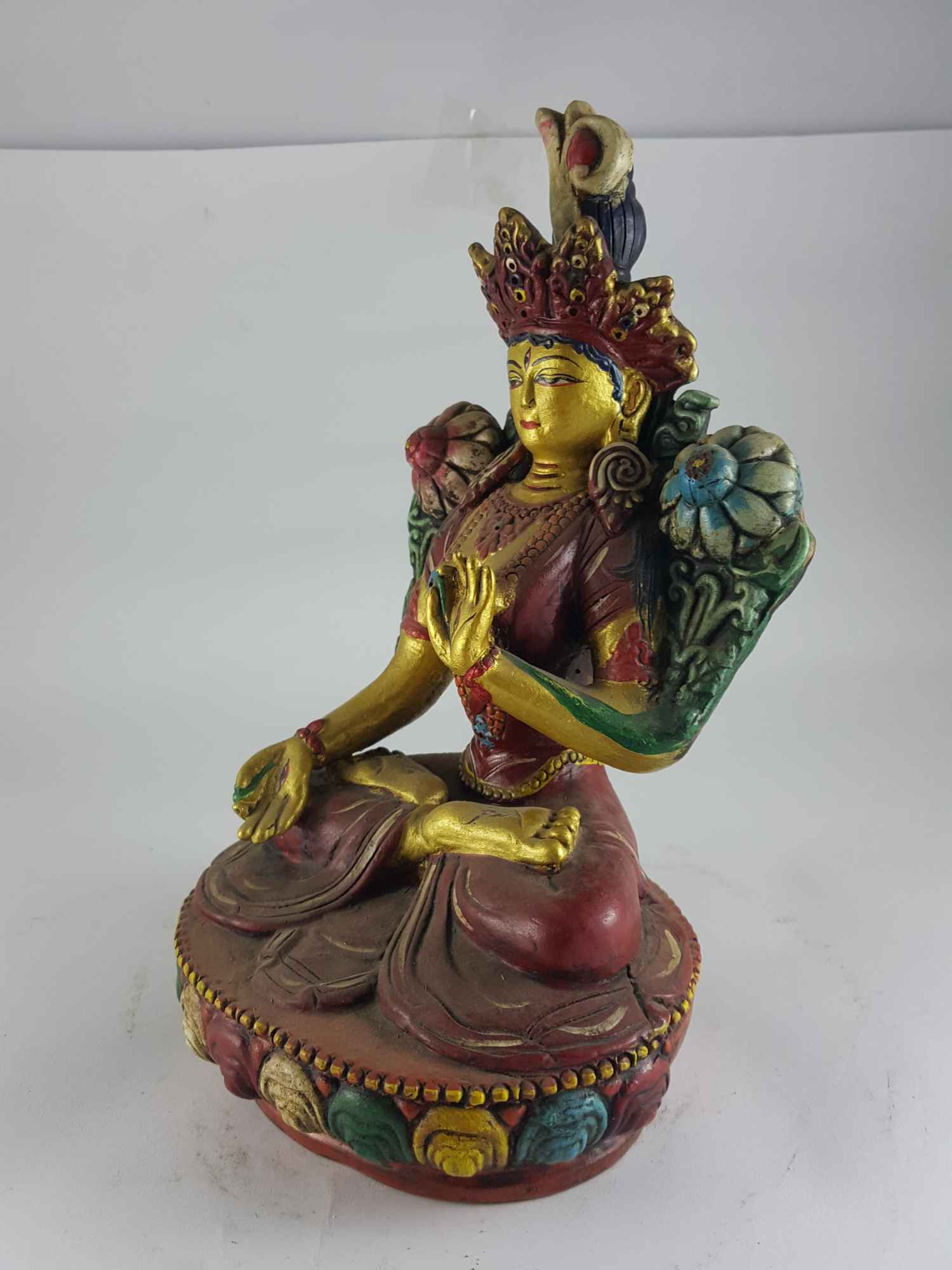 Clay Statue Of White Tara made In Nepal, handmade, painted