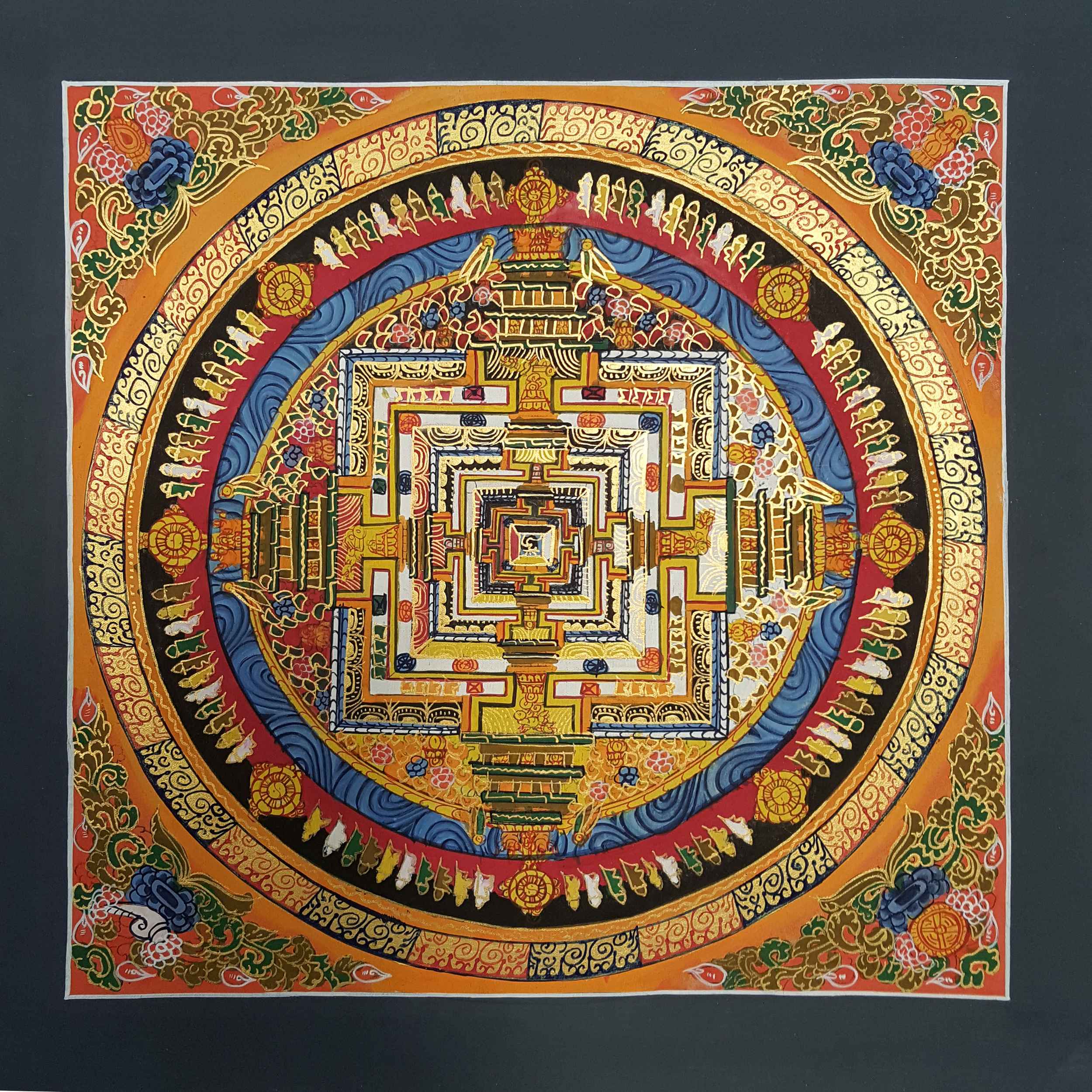 Yellow Kalachakra Mandala Thangka <span Style=