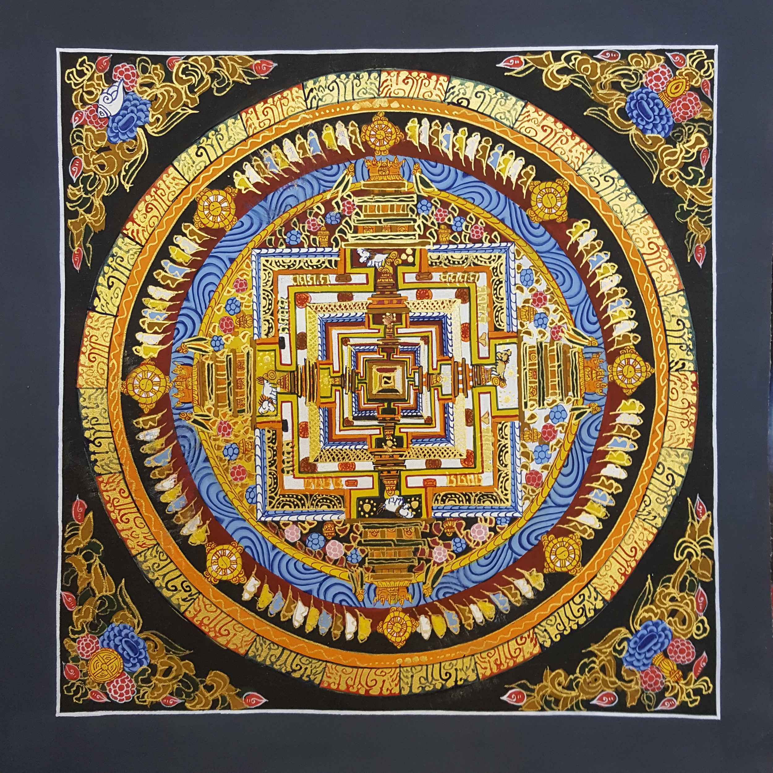Black Kalachakra Mandala Thangka <span Style=