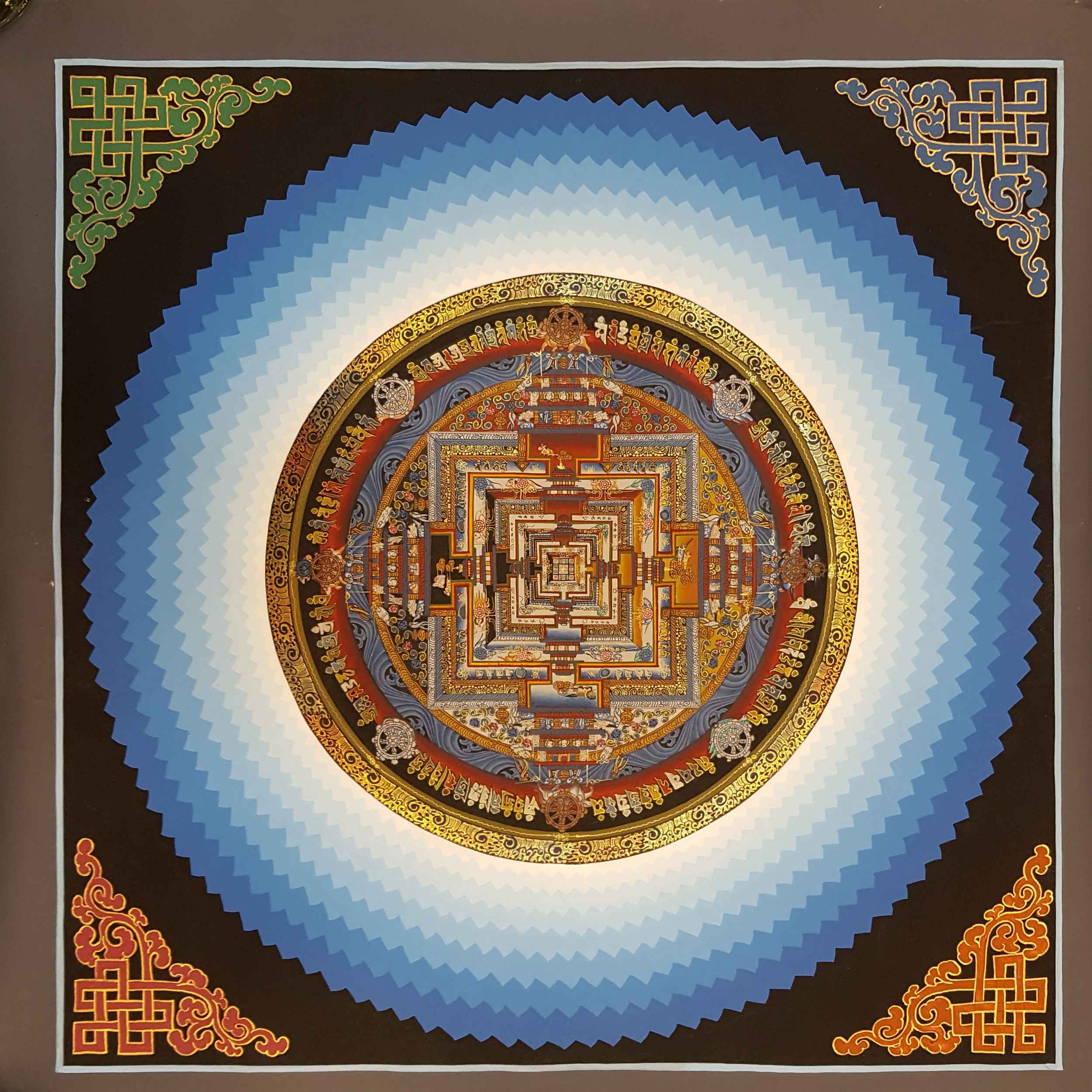 Blue Kalachakra Mandala Thangka <span Style=