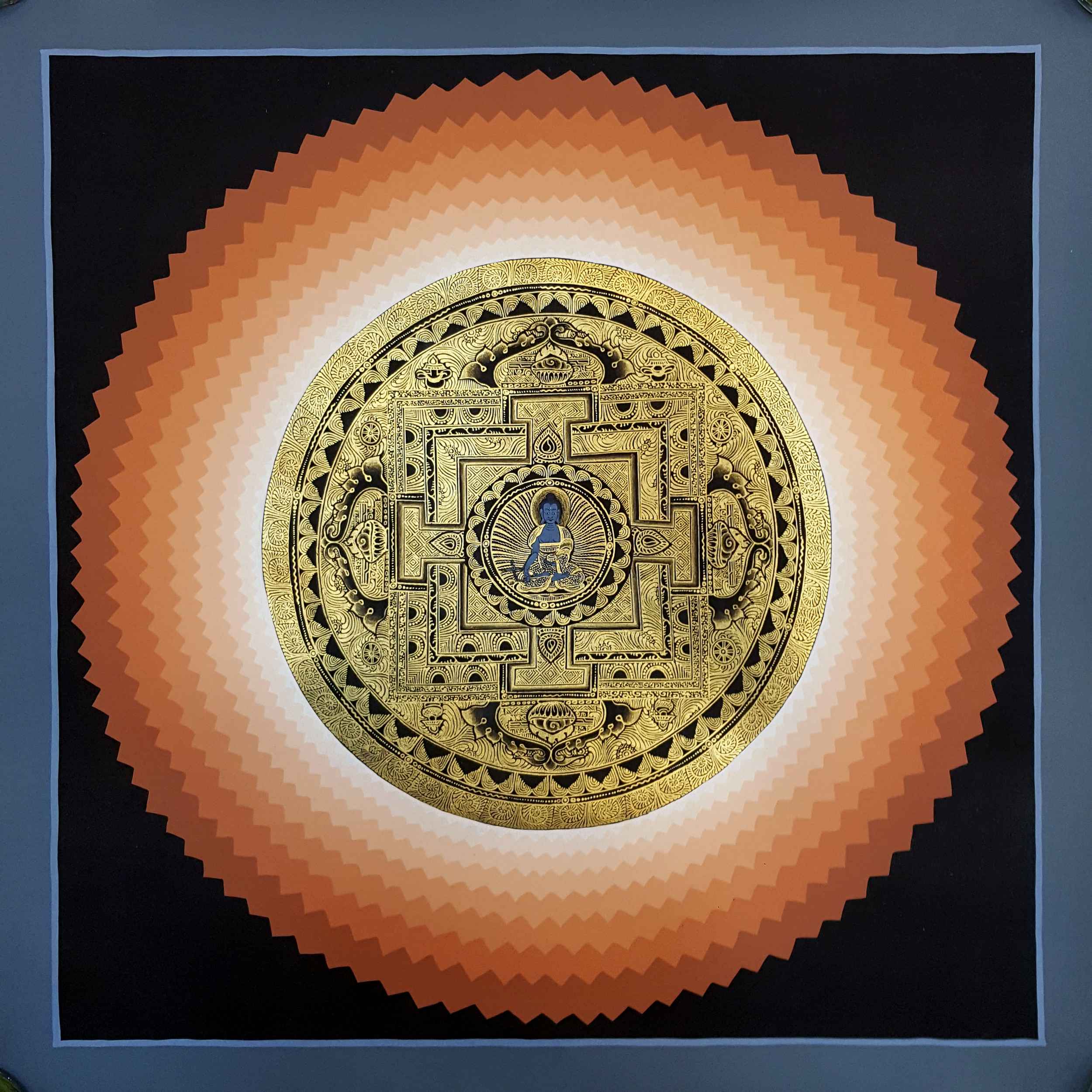 Orange Lotus Shading Mandala <span Style=
