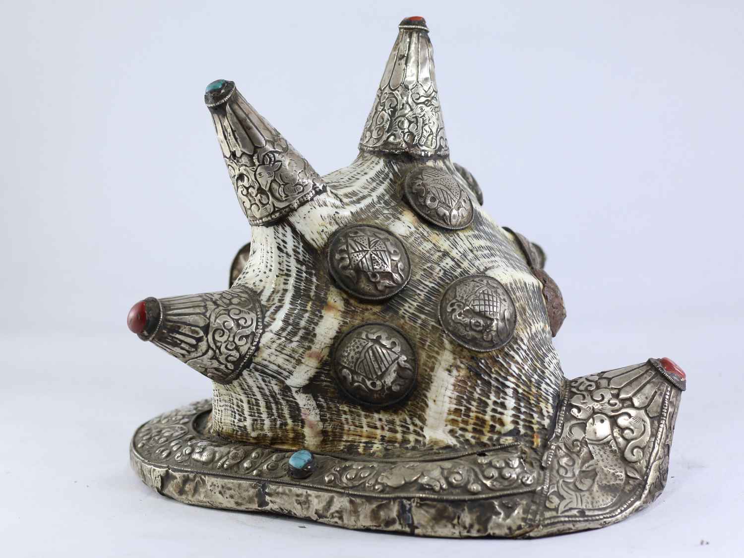 Silver Conch Shell Shankh With Four Joints