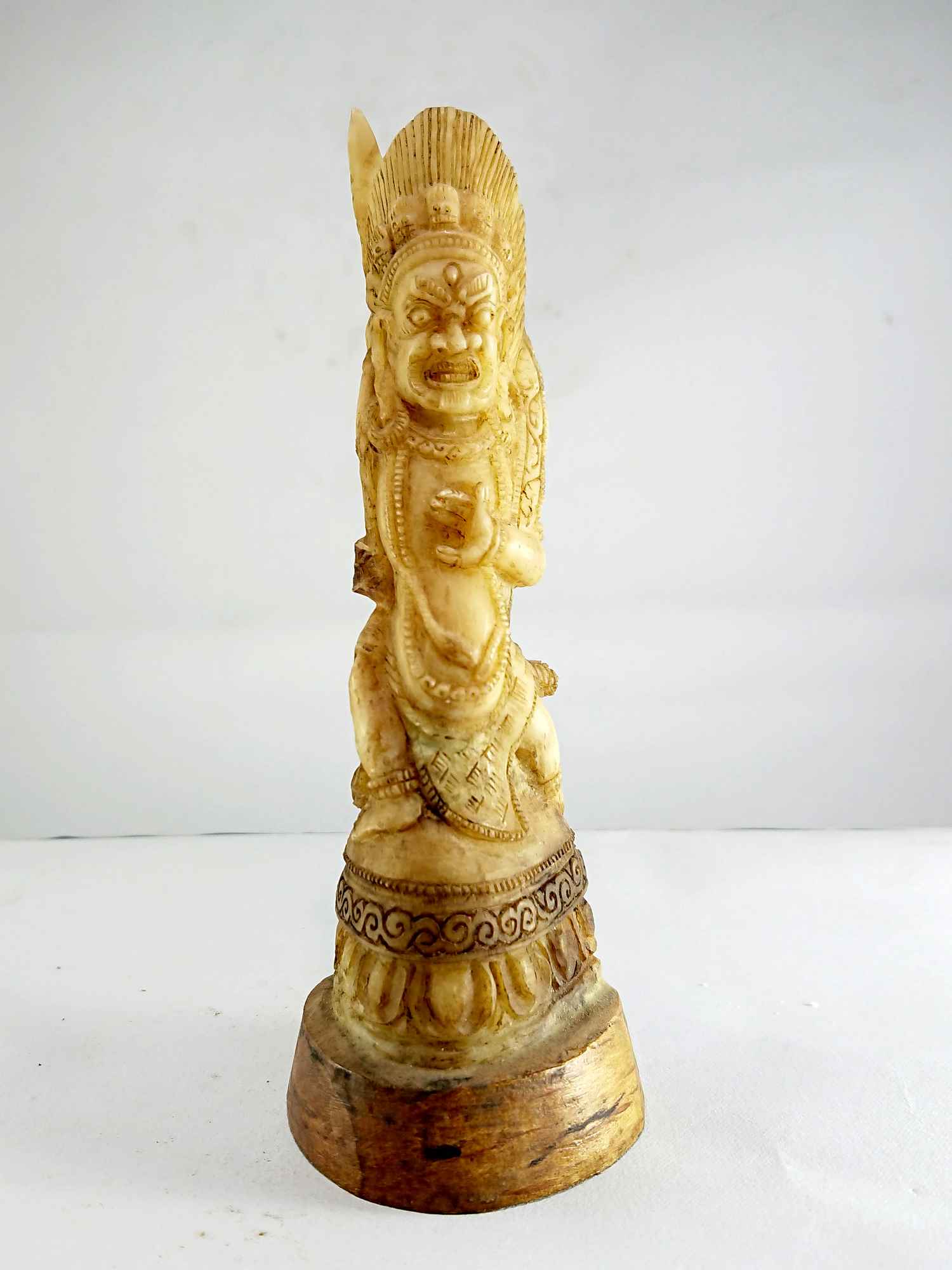 Tibet Tantra Old Cattle Bone Carved Mahakala