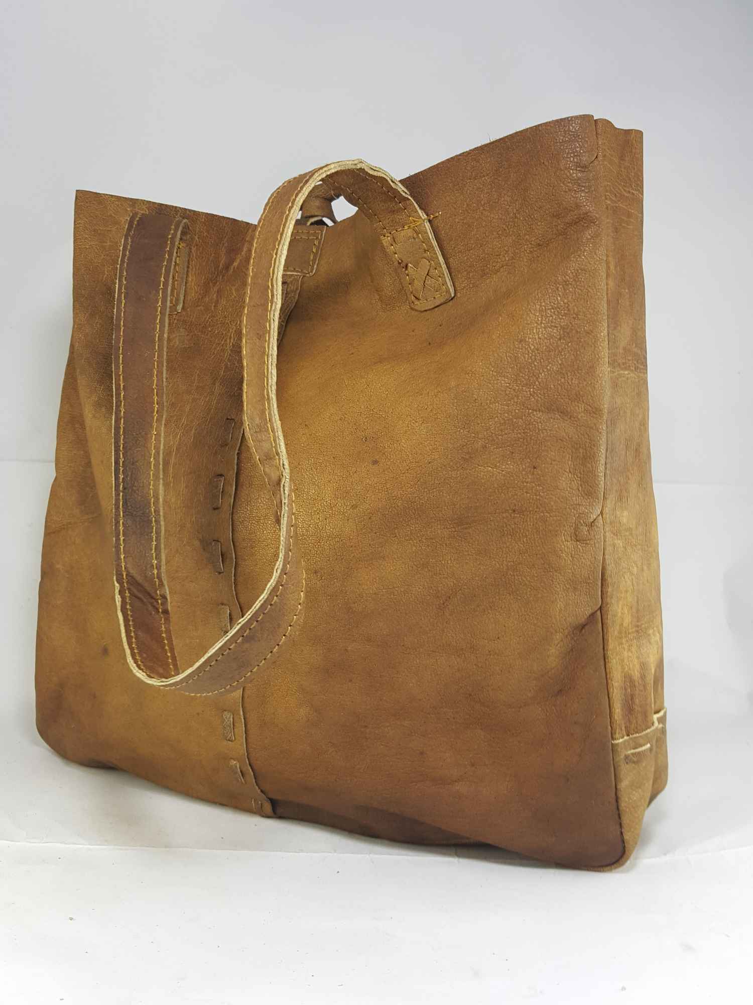 Himalayan Yak Leather Shopping Bag <span Style=