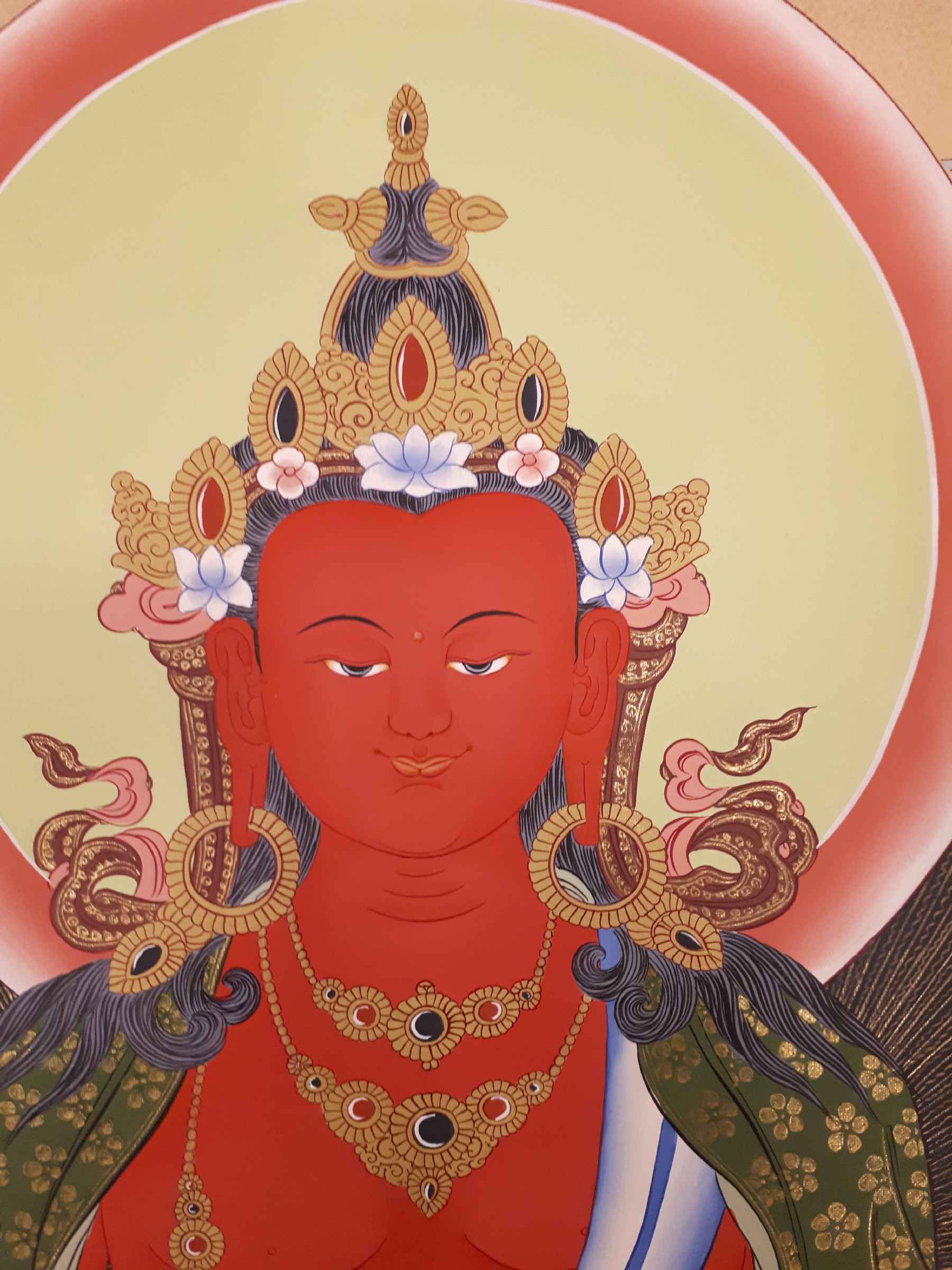 Amitayus, Aparimita Tibetan Hand Painted Buddhist Thangka real Gold, traditional Color, Chepame