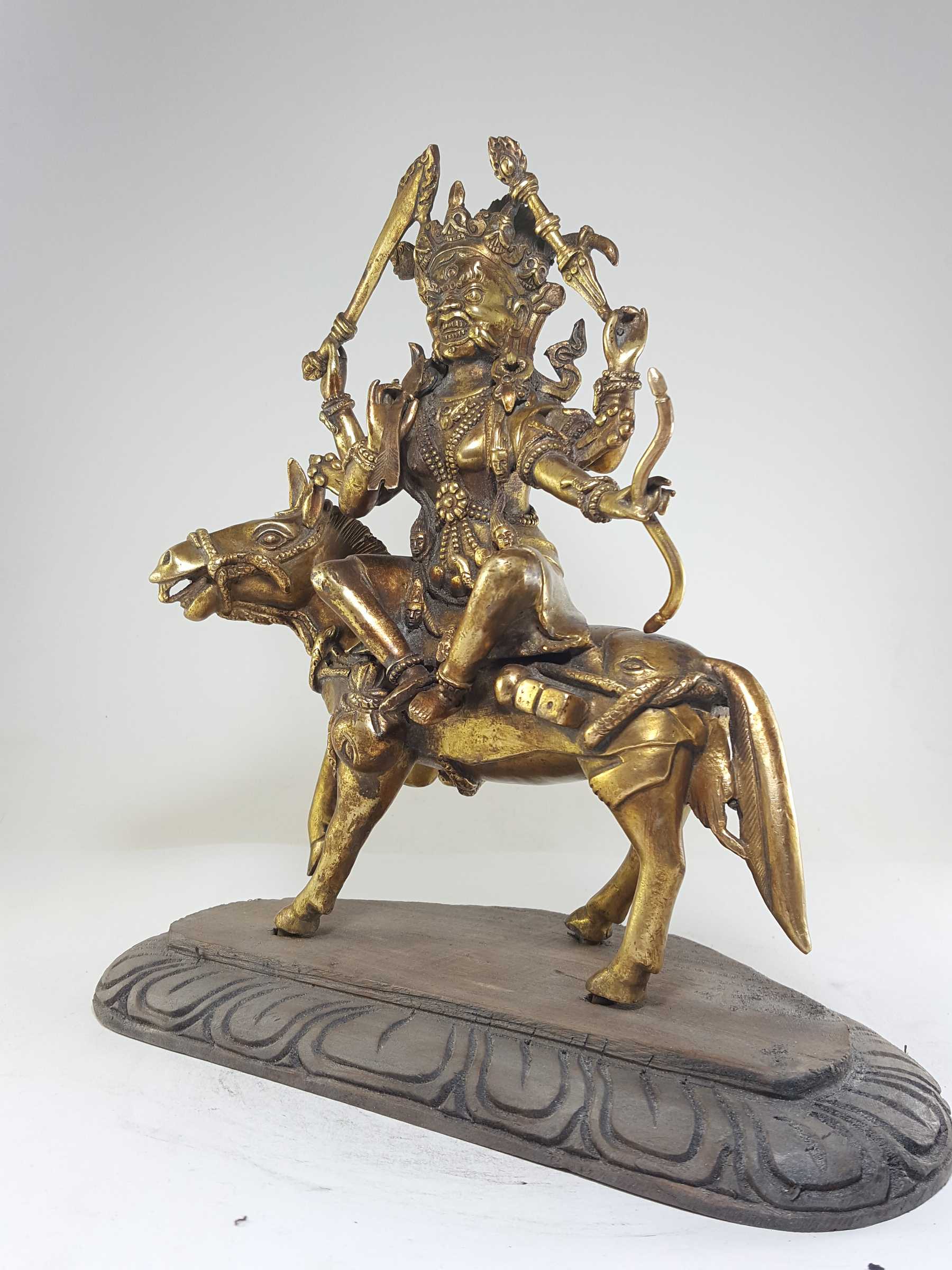 Palden Lhamo master Quality Statue, Tartaric Form, Full Fire Gold Plated, Antique Finishing, rare Find