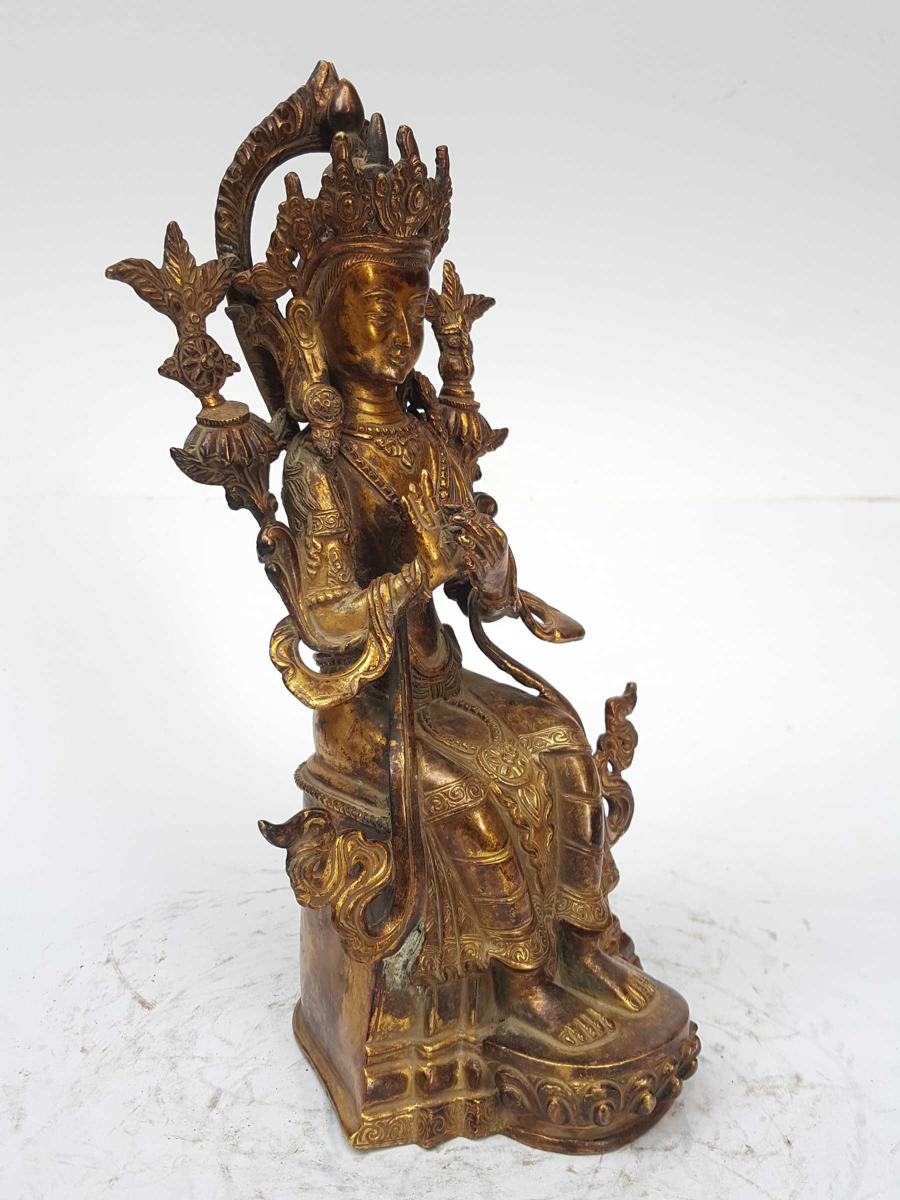 Statue Of Maitreya Buddha full Fire Gold Plated, And antique Finishing