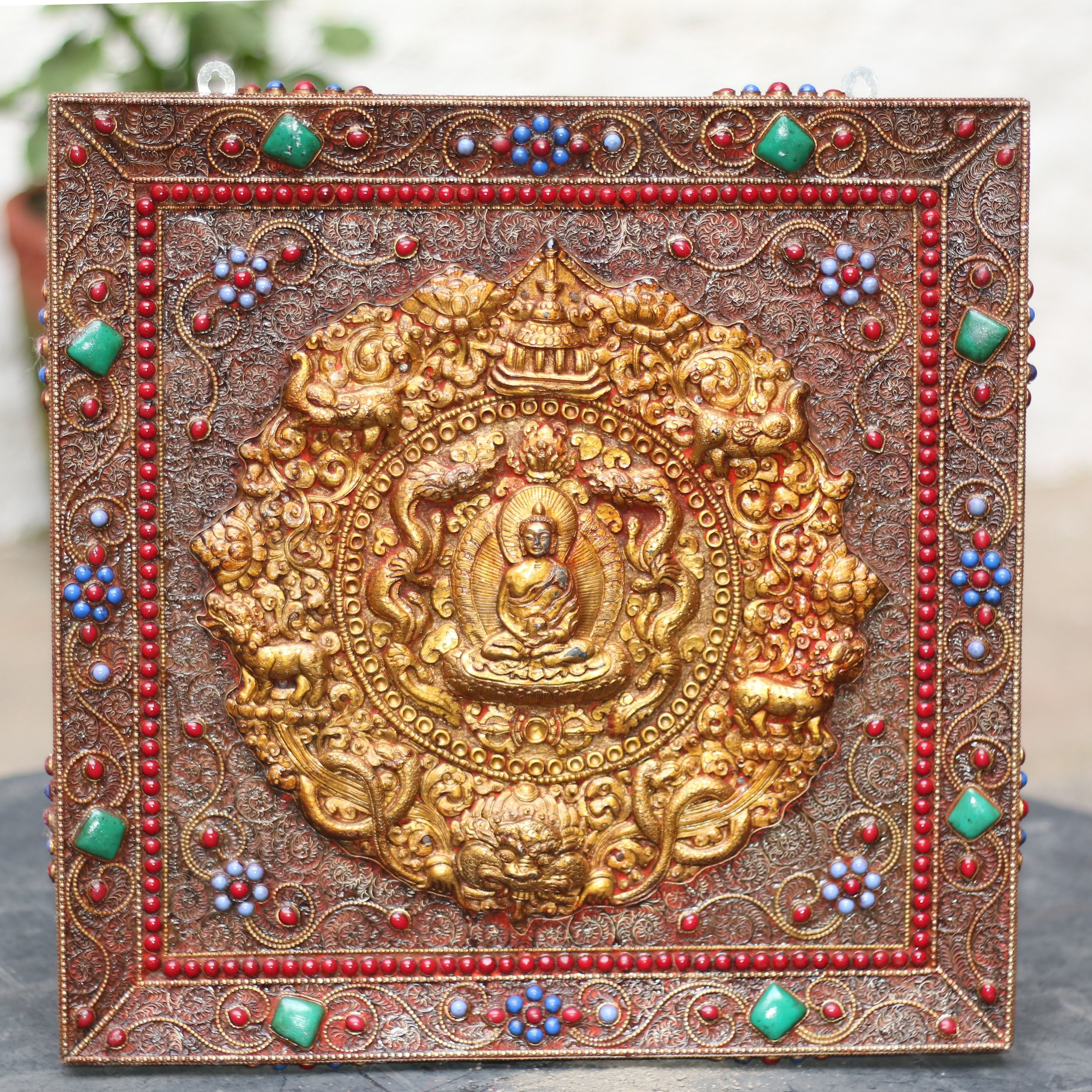 Amitabha Buddha Wooden Wall Hanging <span Style=