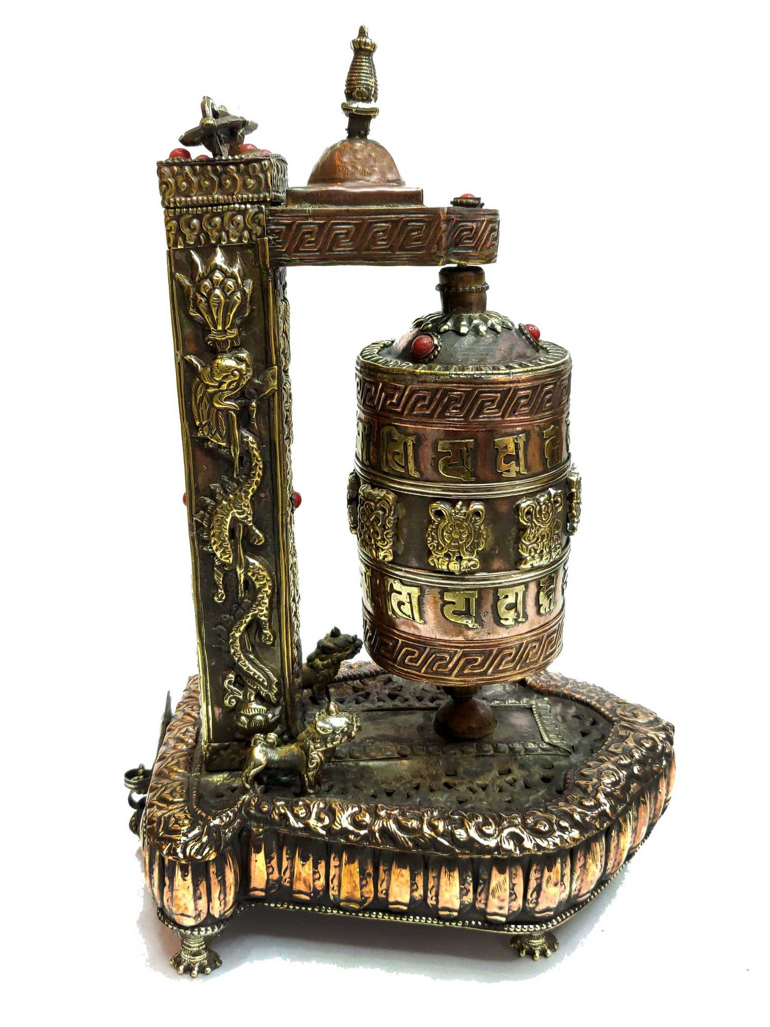 Cooper Prayer Wheel With Stand With Combo Incense Holder