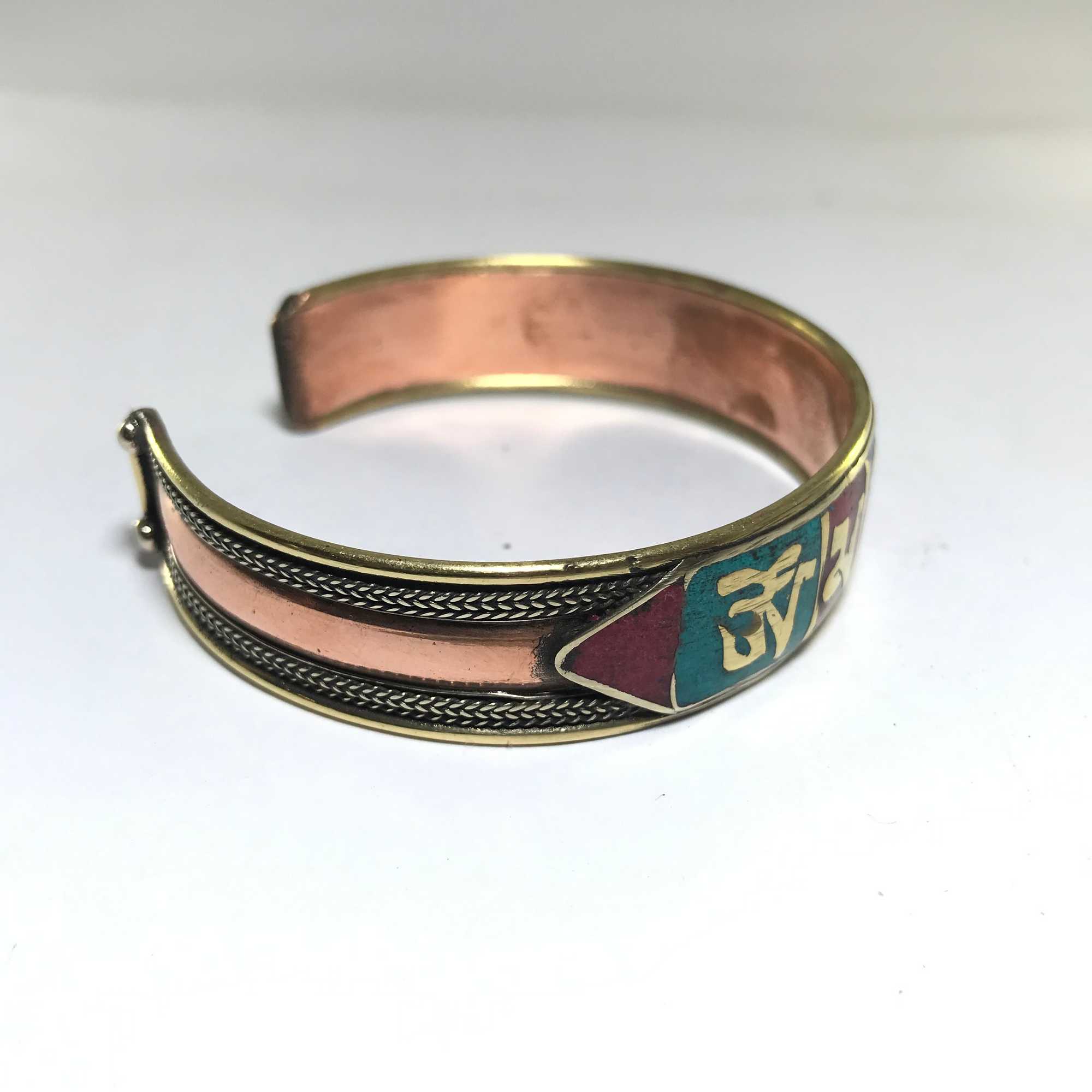 Metal Bracelet Om Mani Padme Hum Etched Free Size