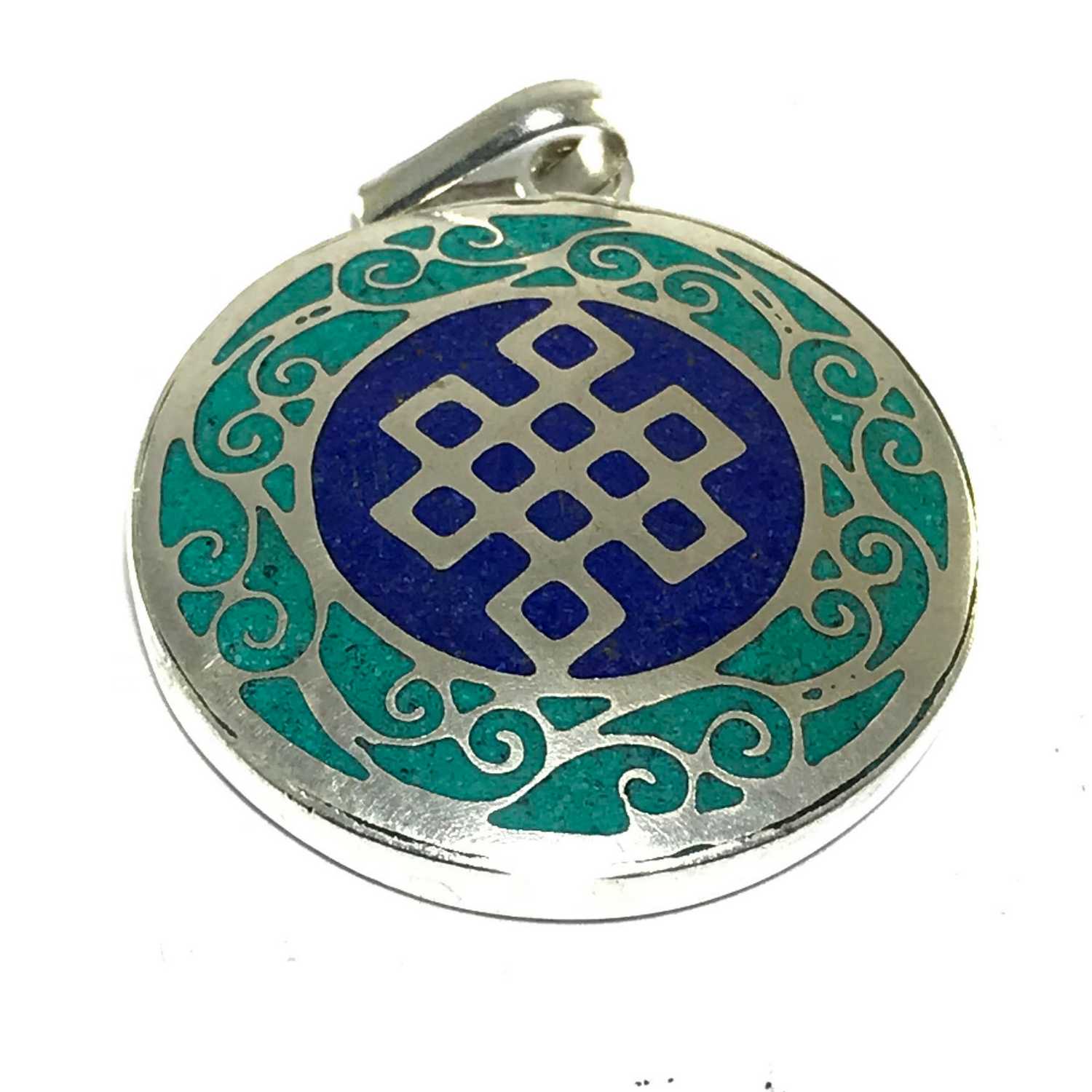 Tibetan Endless Knot Metal Pendant <span Style=
