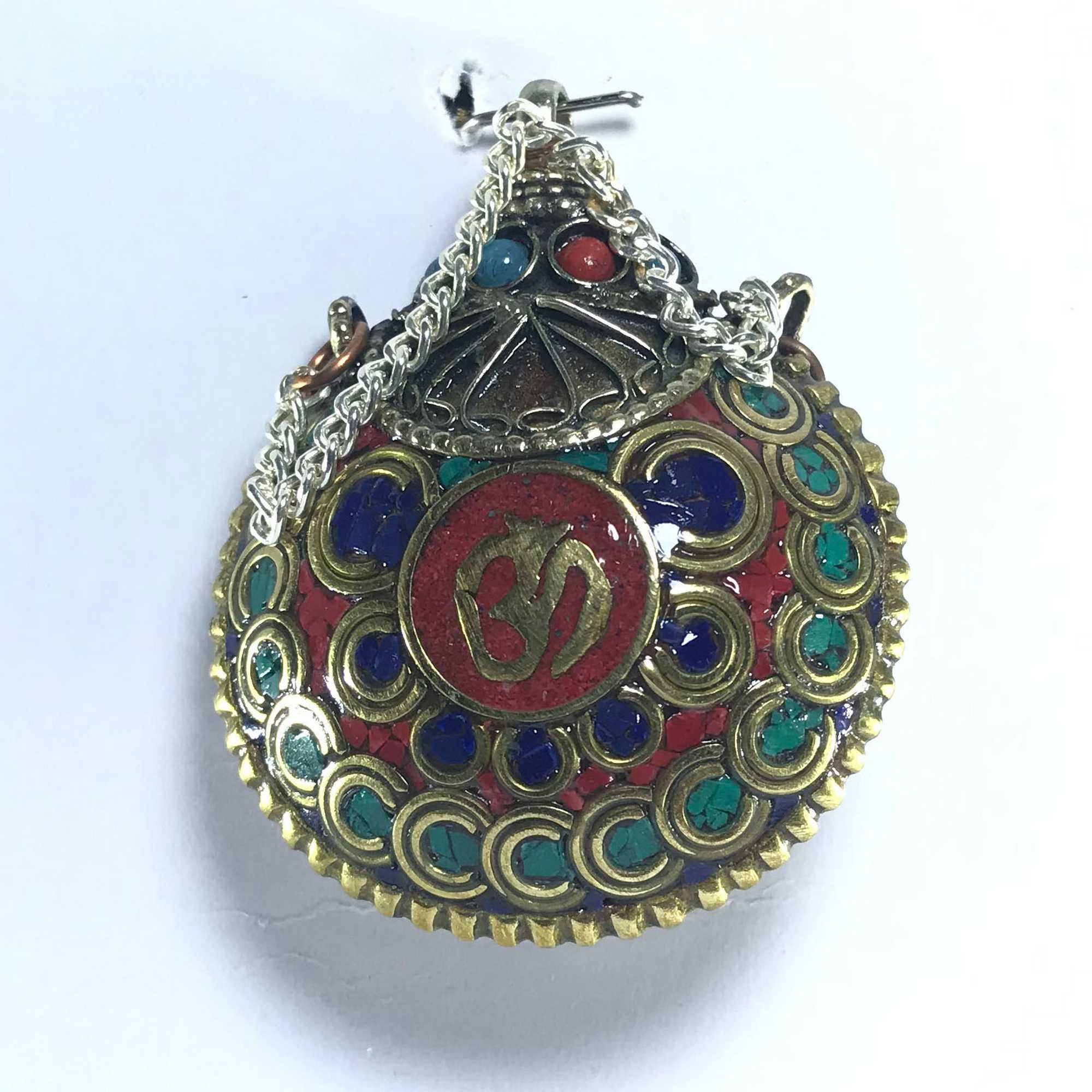 White Metal Om Pendant, Pot Design <span Style=