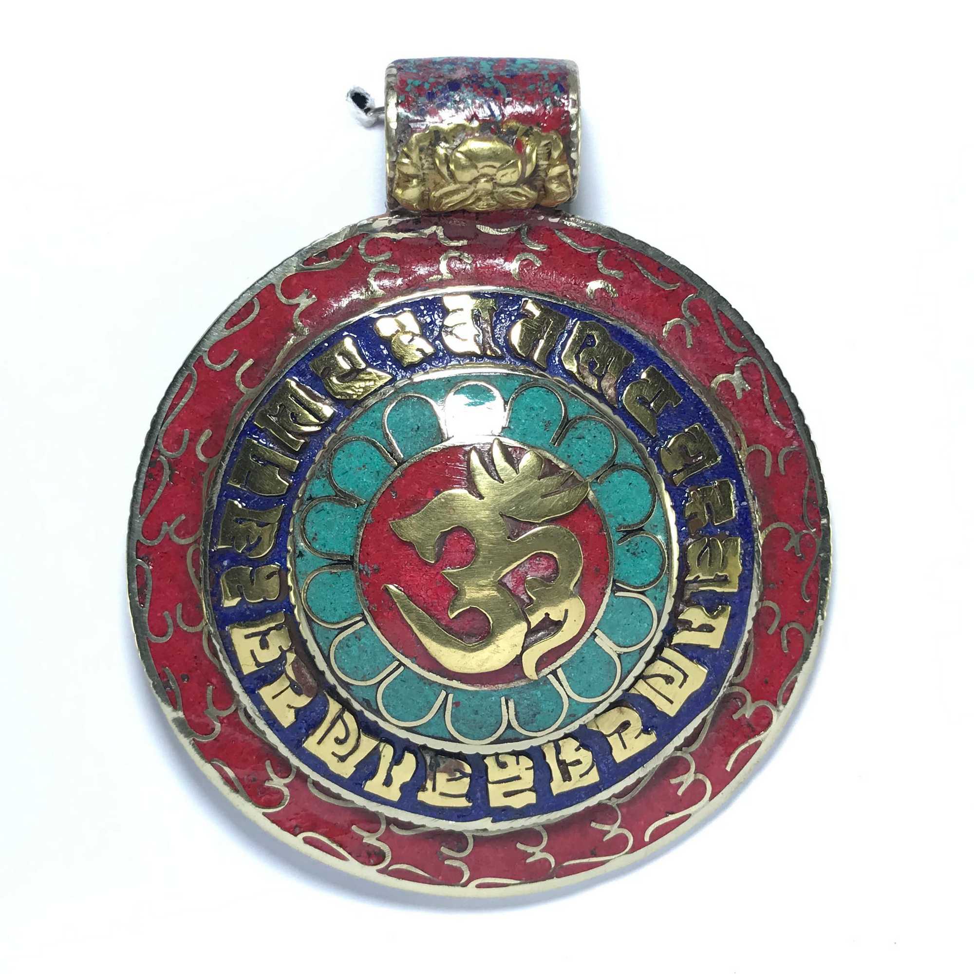 Metal Om Mani Padme Hum Pendant <span Style=