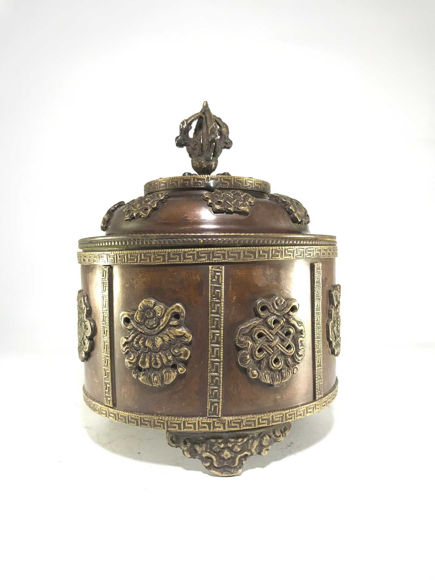 Tibetan Incense Burner With Ashta Mangal, antique Finishing, makal, Maka, Incense Burner