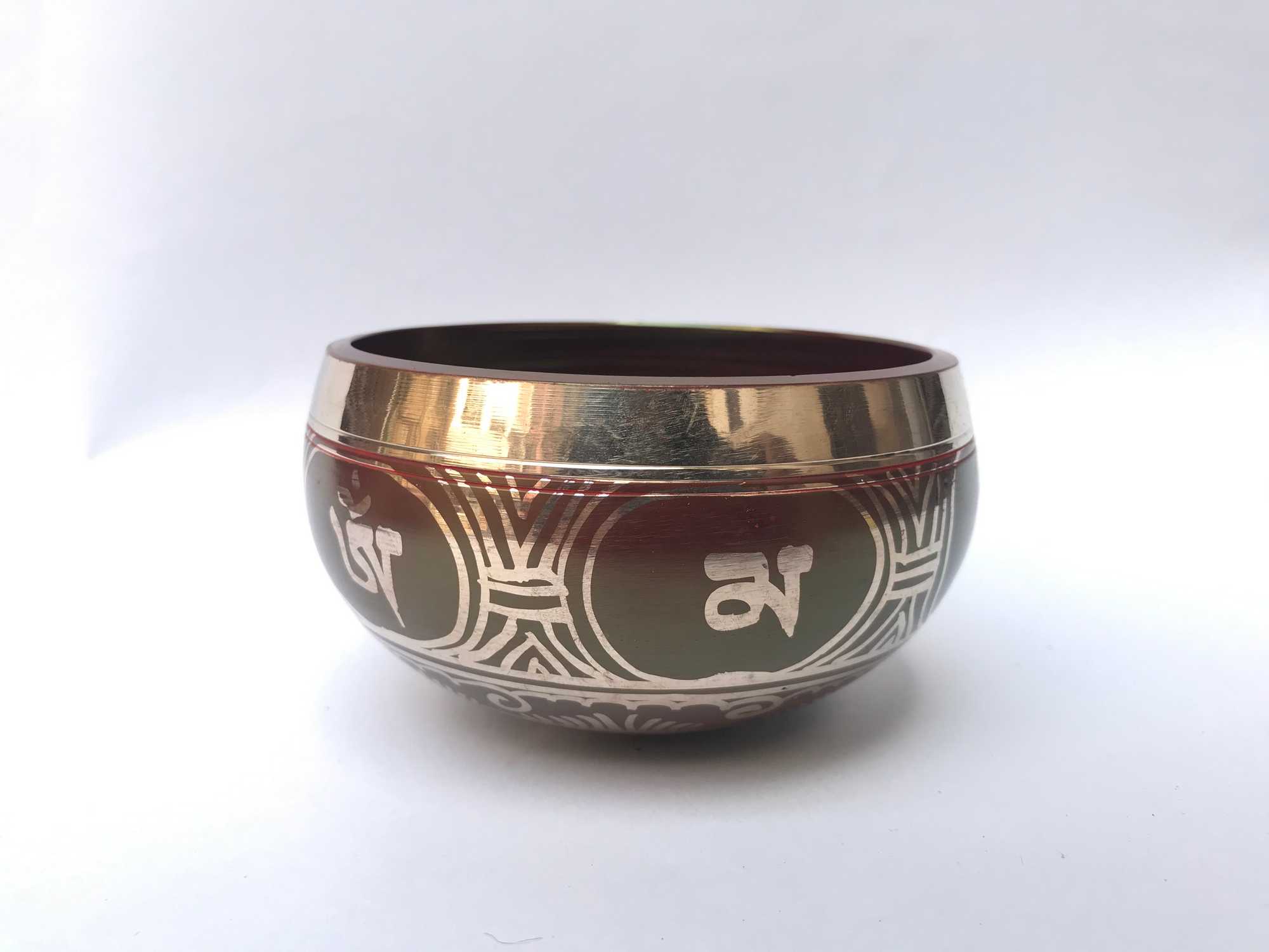 bronze, Casting Singing Bowls,with Om Mani Padme Hum In red, select Accessories