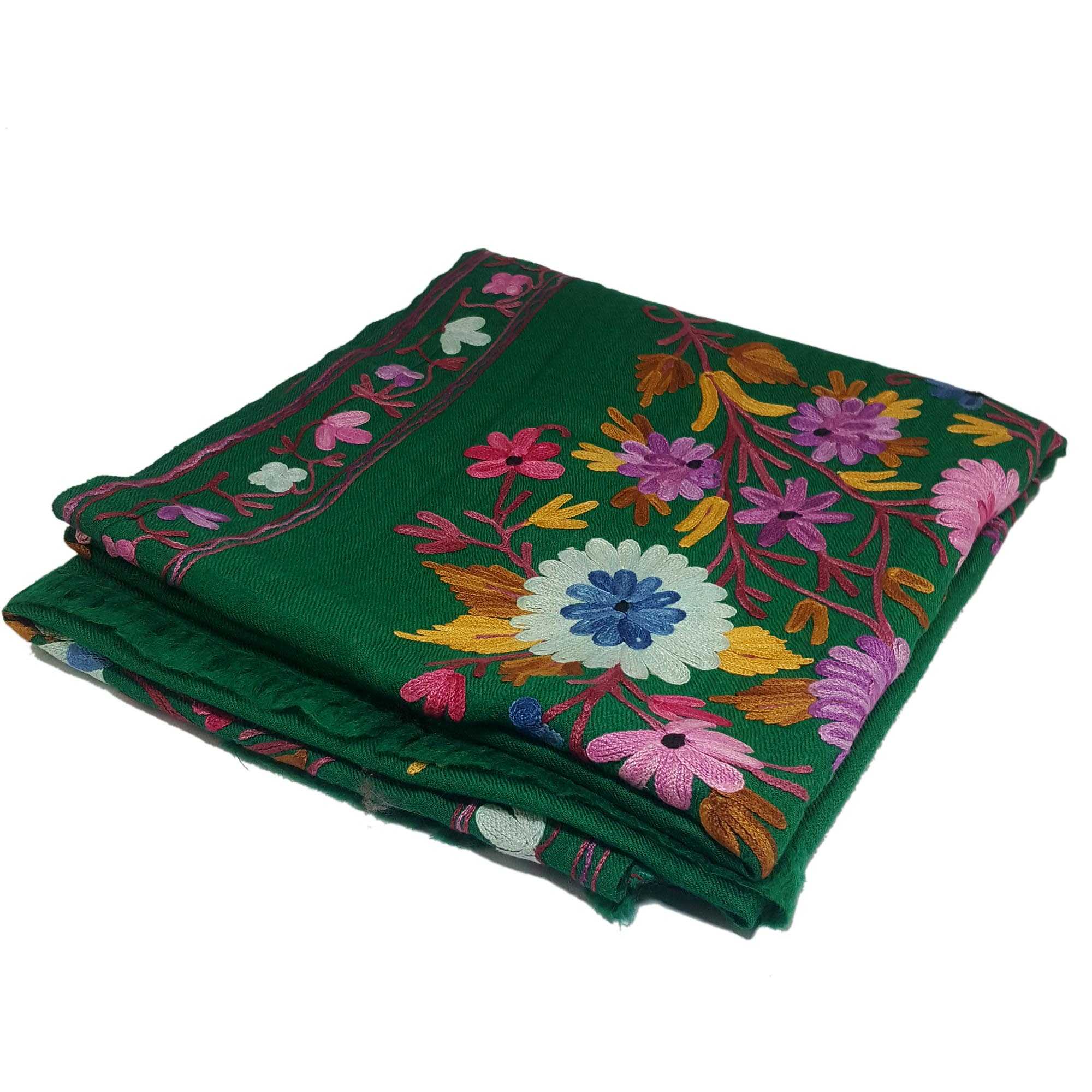 Woolen Shawl, Exquisite Handmade Four-ply Woolen Shawl: Intricate Embroidery <span Style=