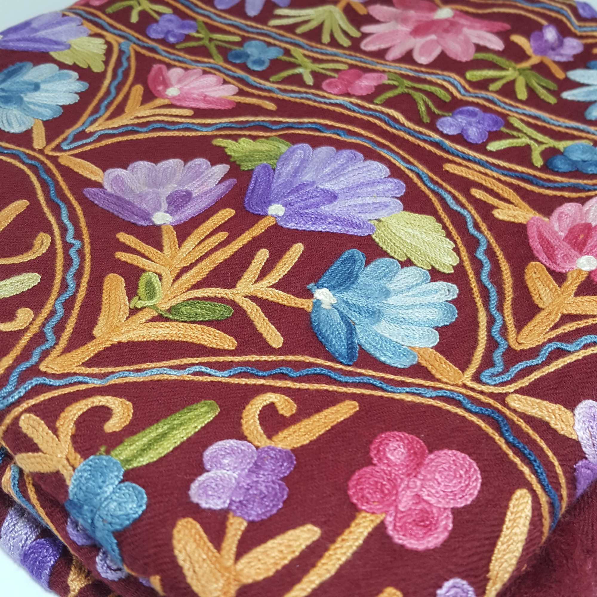 Woolen Shawl, Exquisite Handmade Four-ply Woolen Shawl: Intricate Embroidery And Unparalleled Quality, Real Wool, hq, Bown