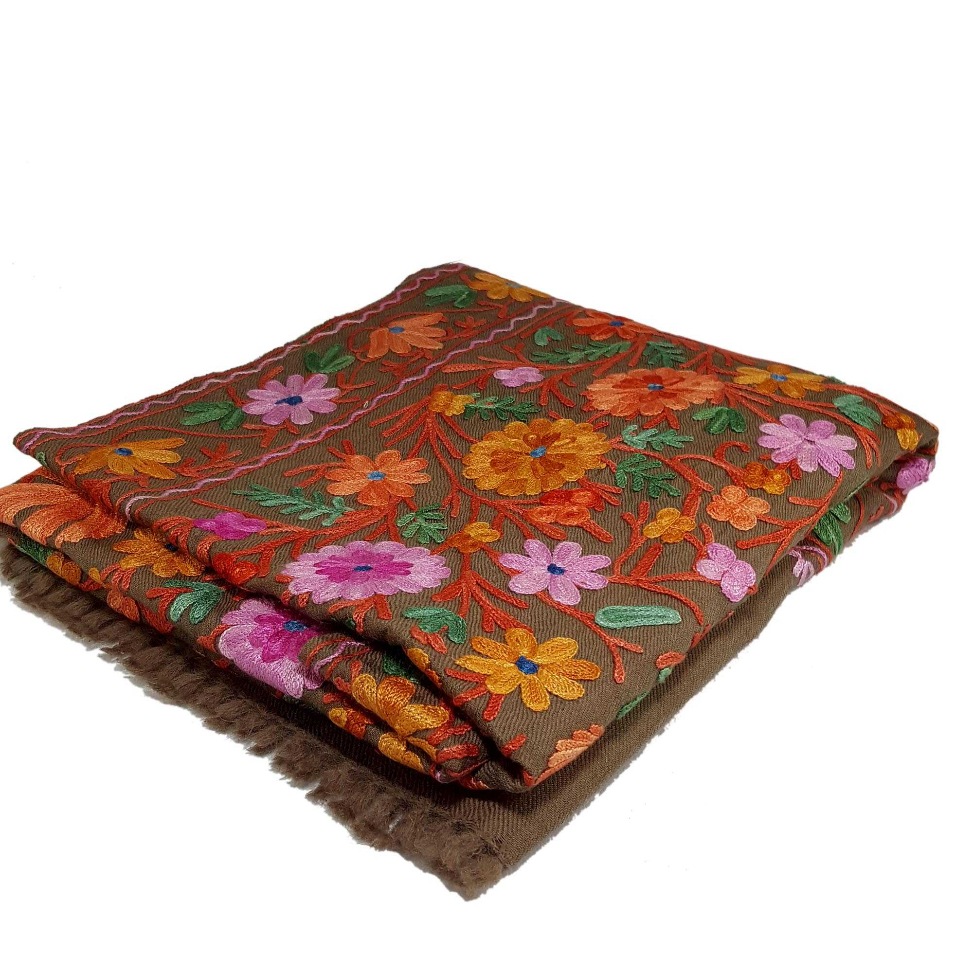 Woolen Shawl, Exquisite Handmade Four-ply Woolen Shawl: Intricate Embroidery <span Style=