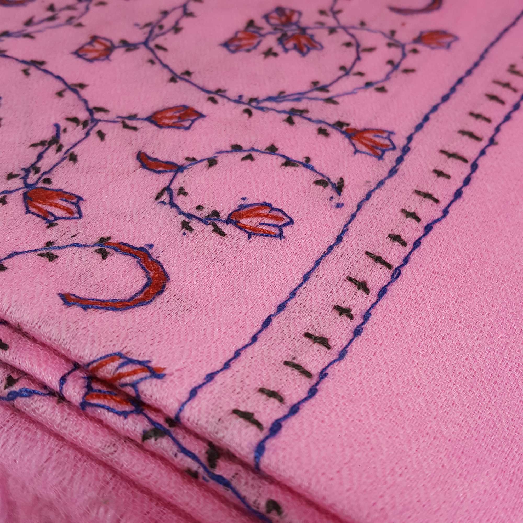 Ring Shawl, Delicate Two-ply Woolen Ring Shawl: Embroidered Beauty, Lightweight, And Warm, Real Wool, hq, Pink