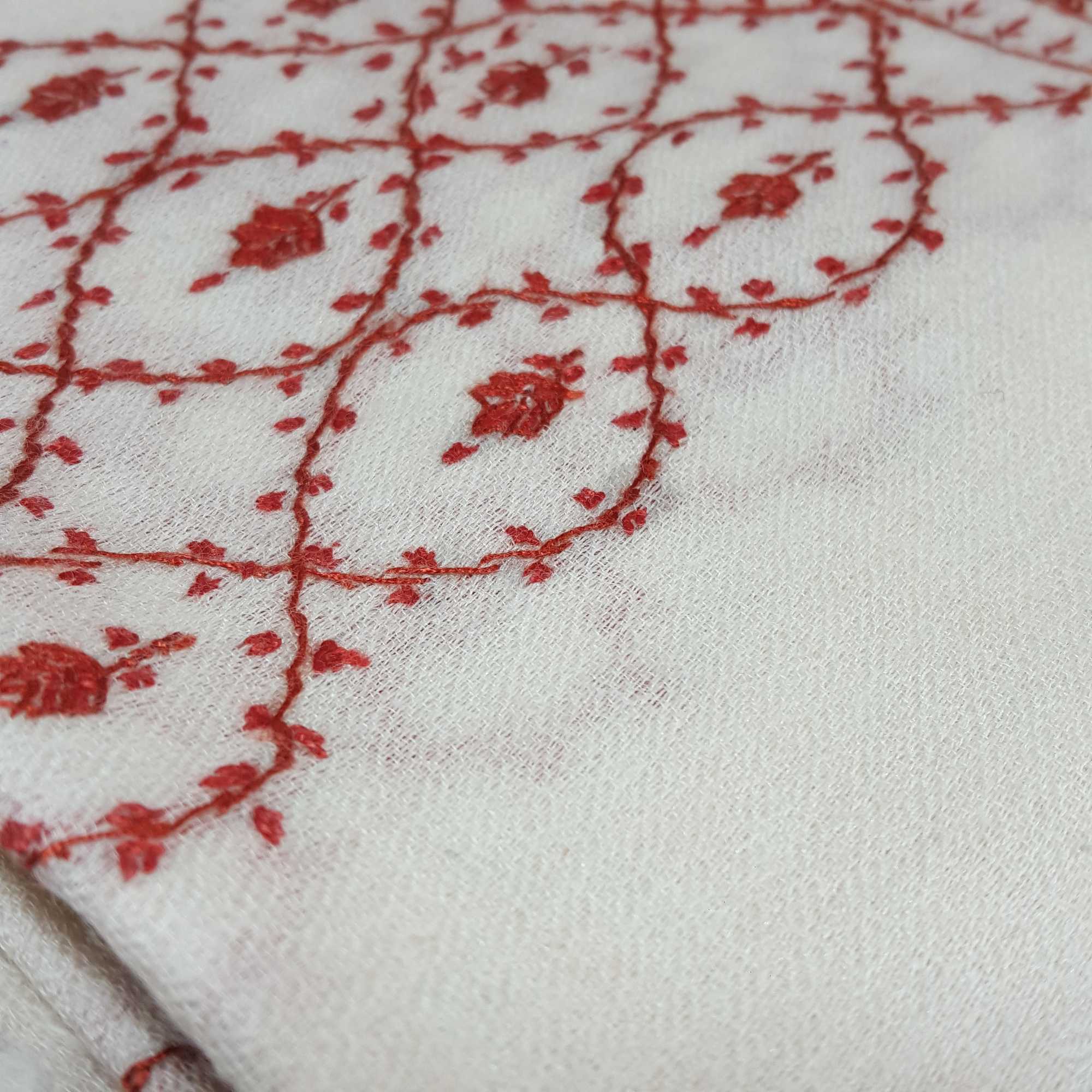 Ring Shawl, Delicate Two-ply Woolen Ring Shawl: Embroidered Beauty, Lightweight, And Warm, Real Wool, hq, White