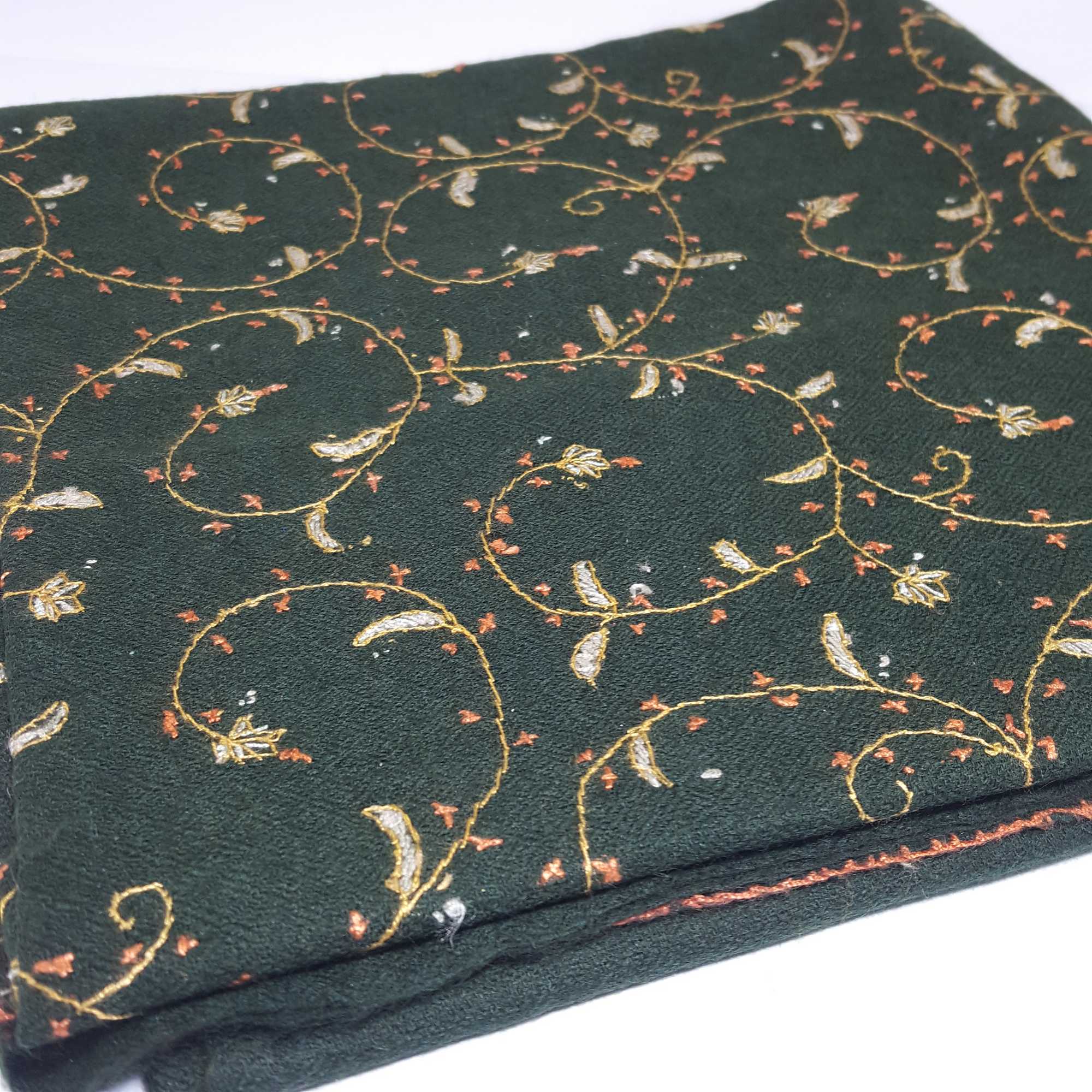 Ring Shawl, Delicate Two-ply Woolen Ring Shawl: Embroidered Beauty, Lightweight, And Warm, Real Wool, hq, Green