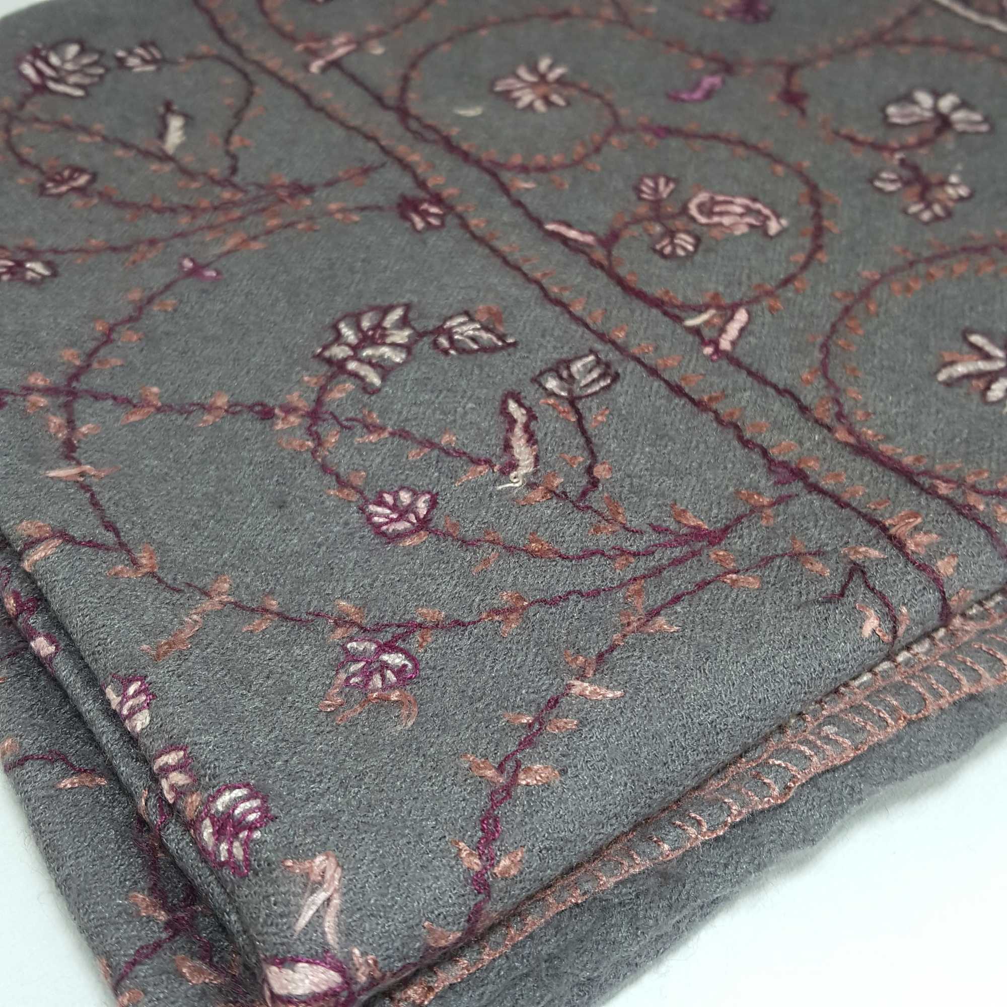 Ring Shawl, Delicate Two-ply Woolen Ring Shawl: Embroidered Beauty, Lightweight, And Warm, Real Wool, hq, Brown