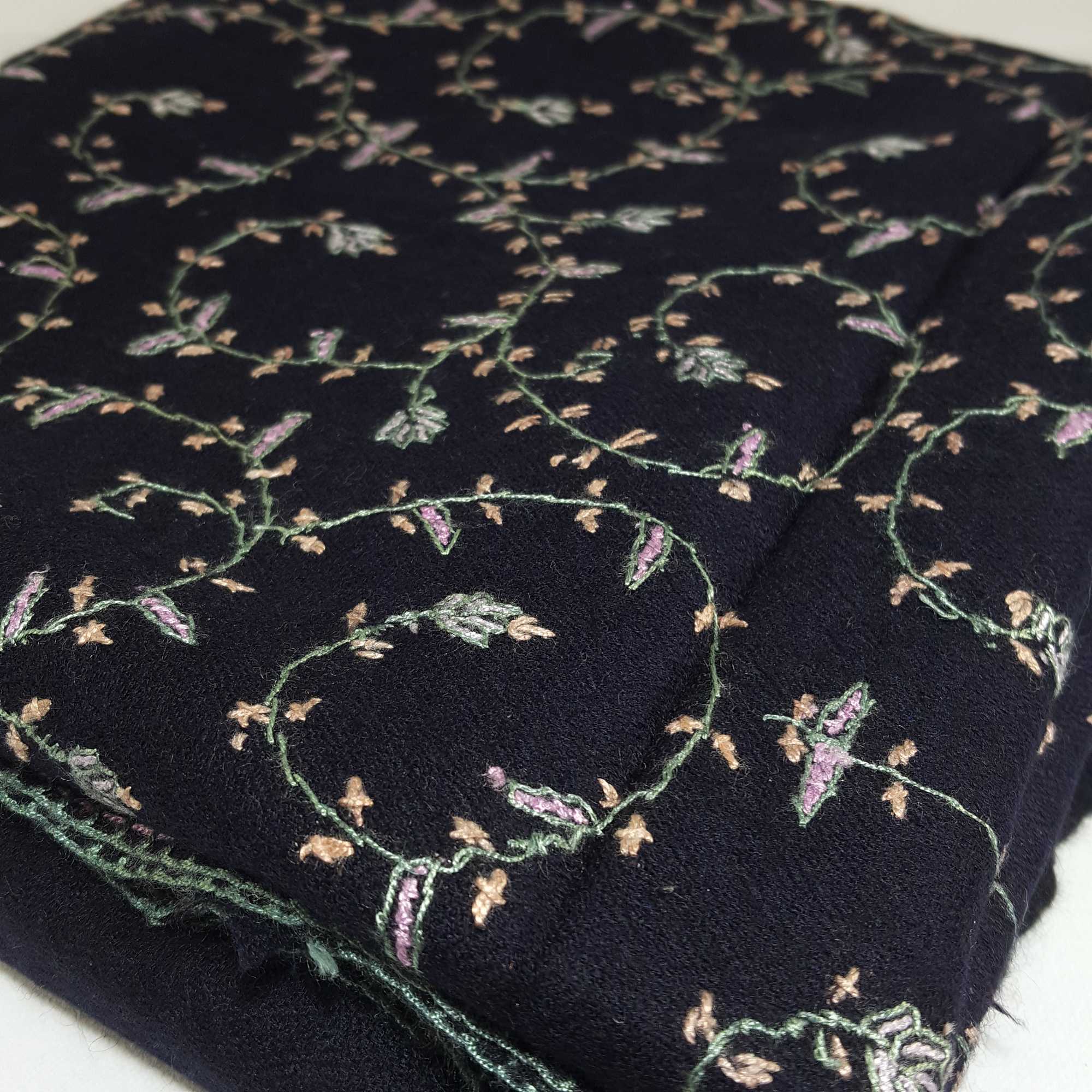 Ring Shawl, Delicate Two-ply Woolen Ring Shawl: Embroidered Beauty, Lightweight, And Warm, Real Wool, hq, Black