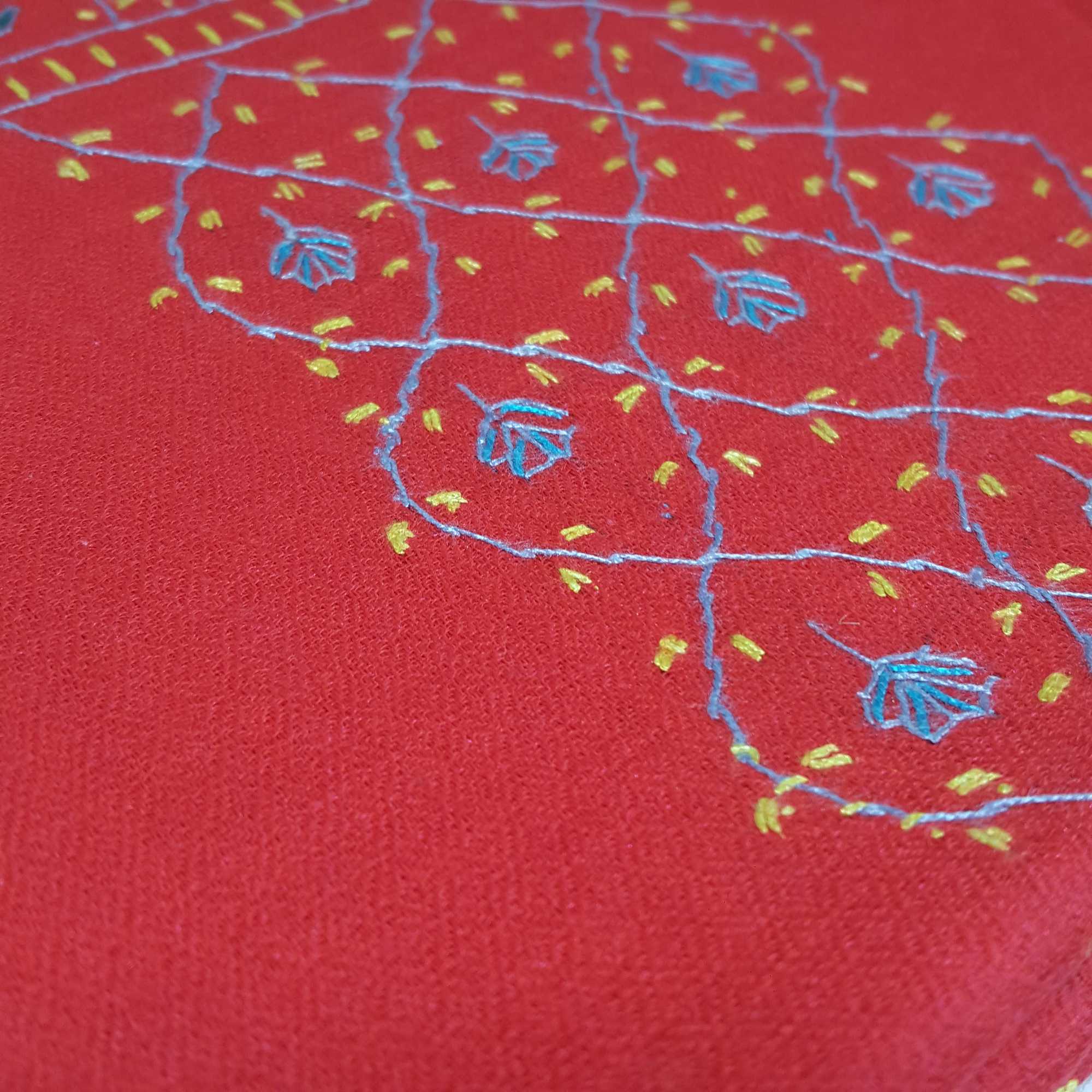 Ring Shawl, Delicate Two-ply Woolen Ring Shawl: Embroidered Beauty, Lightweight, And Warm, Real Wool, hq, Red