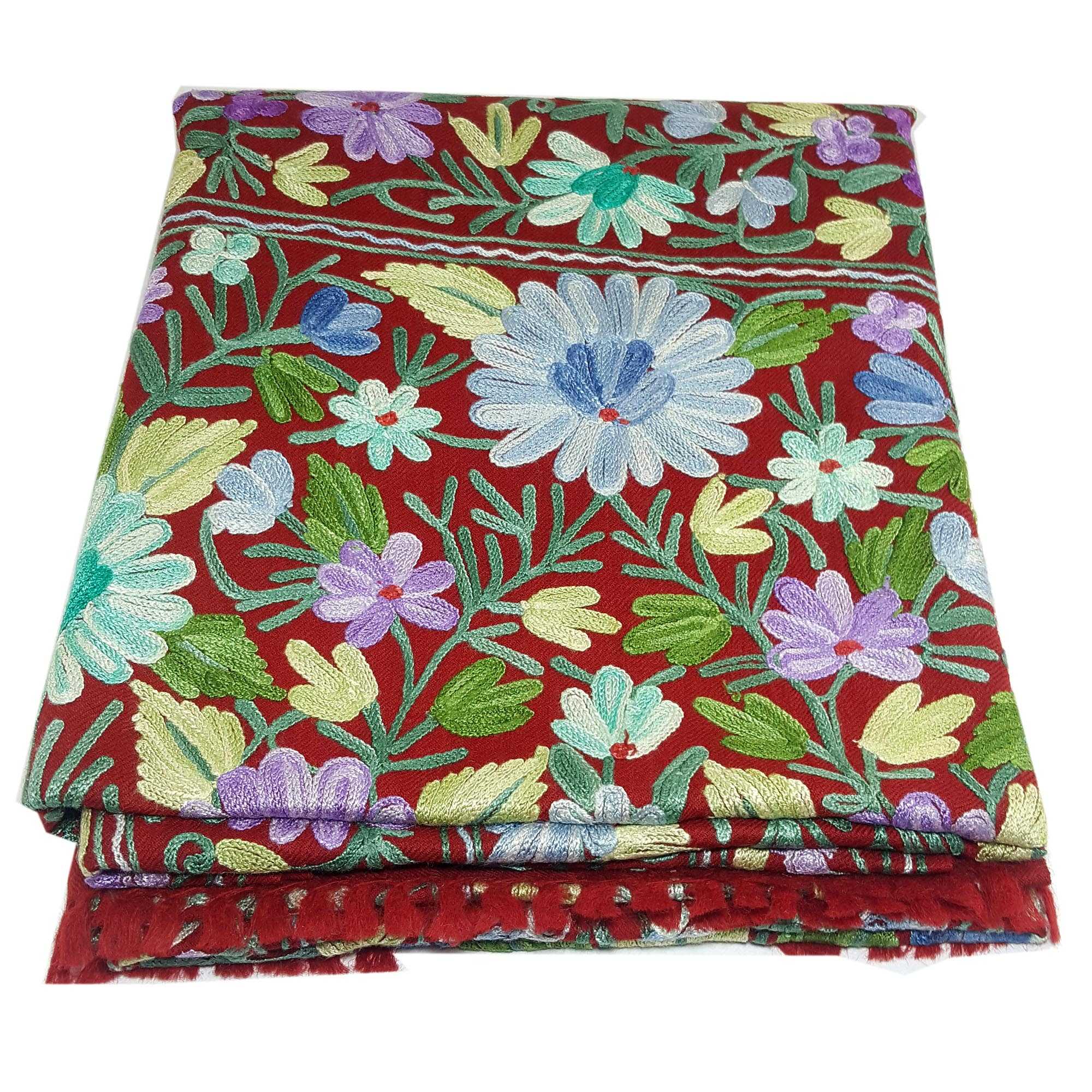 Woolen Shawl, Exquisite Handmade Four-ply Woolen Shawl: Intricate Embroidery <span Style=
