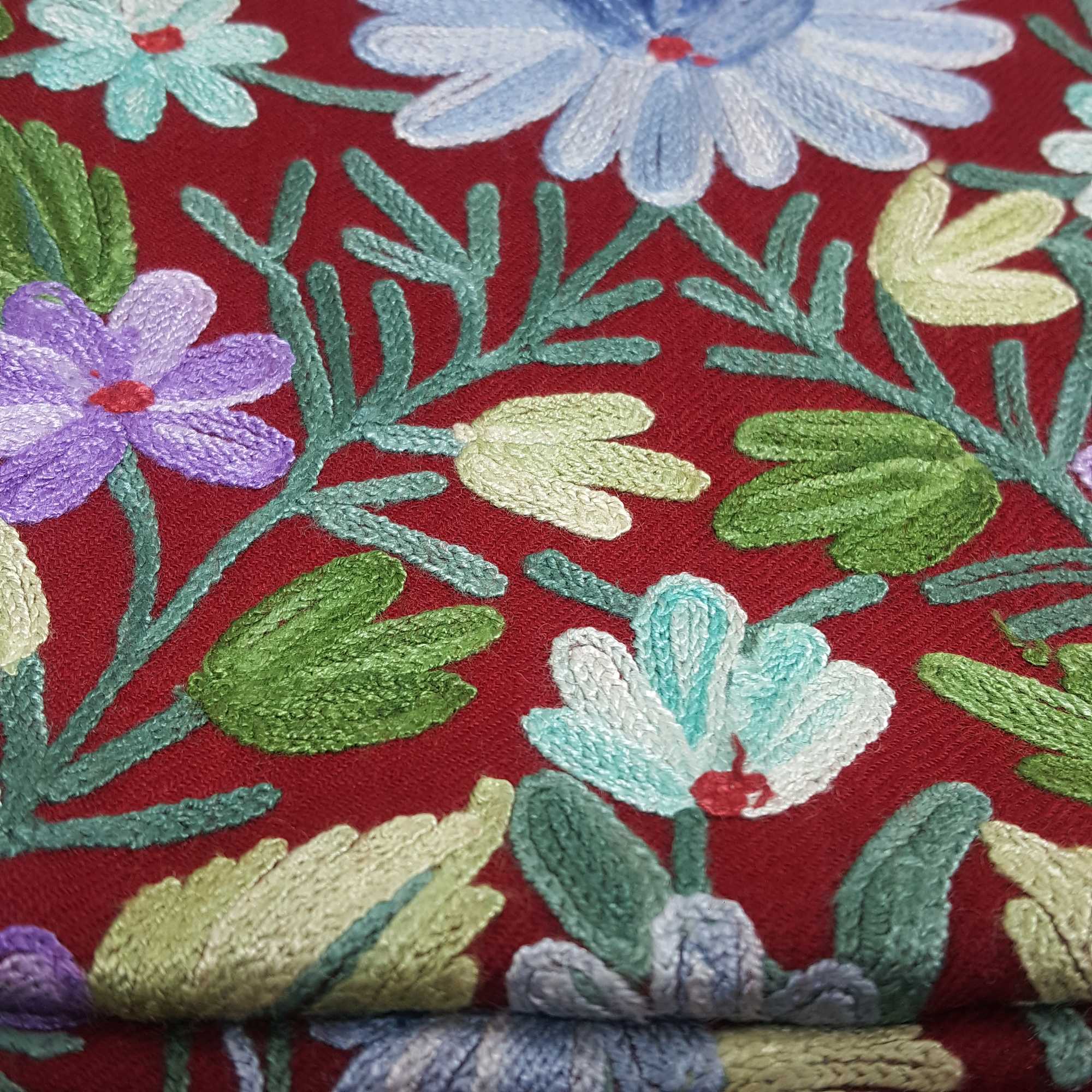 Woolen Shawl, Exquisite Handmade Four-ply Woolen Shawl: Intricate Embroidery And Unparalleled Quality, Red