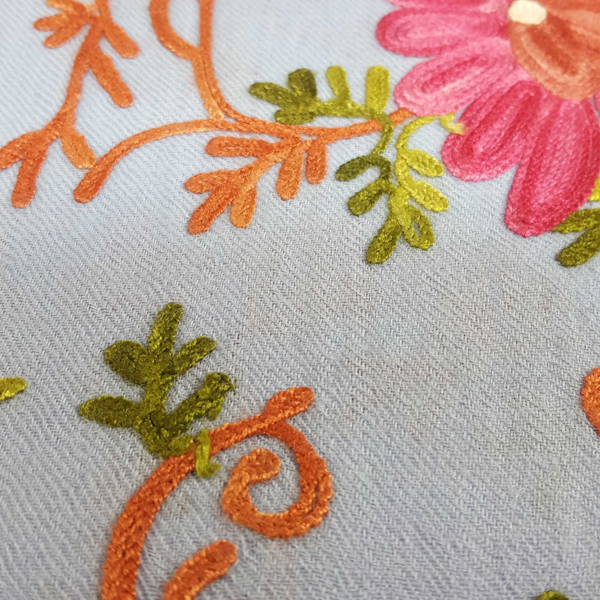 Woolen Shawl, Exquisite Handmade Four-ply Woolen Shawl: Intricate Embroidery And Unparalleled Quality, Light Blue