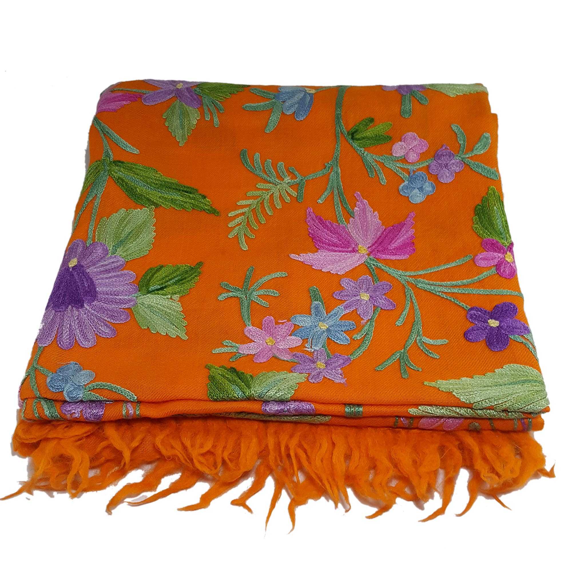 Woolen Shawl, Exquisite Handmade Four-ply Woolen Shawl: Intricate Embroidery <span Style=