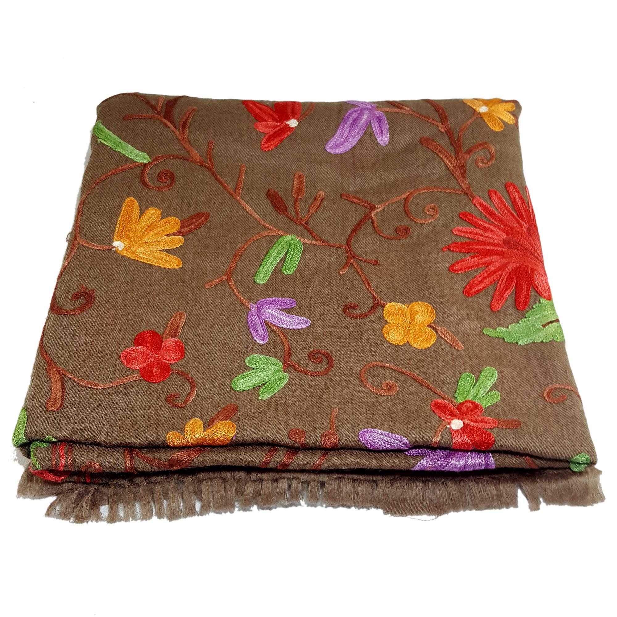 Woolen Shawl, Exquisite Handmade Four-ply Woolen Shawl: Intricate Embroidery <span Style=